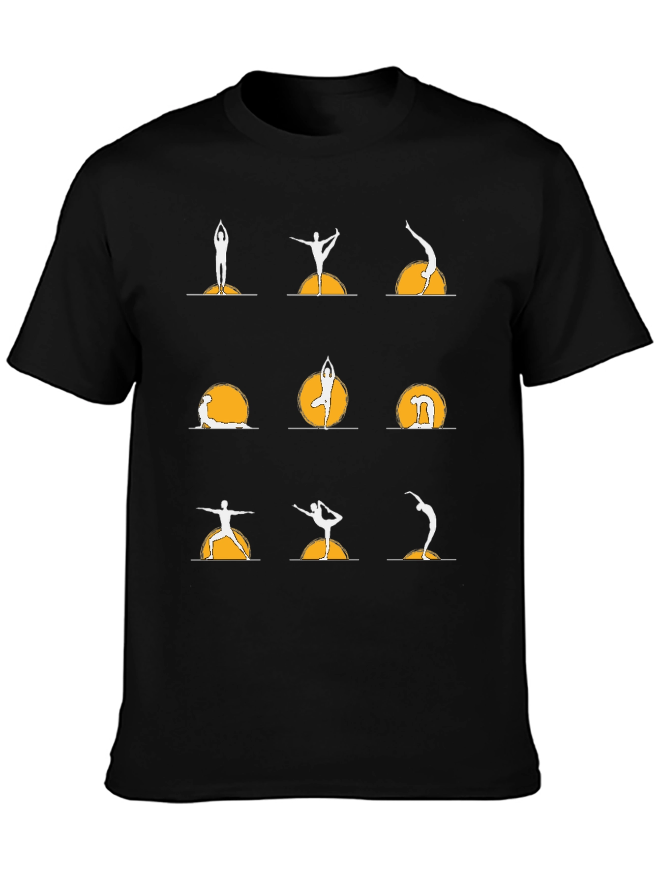 Yoga Poses Graphic Tee - Black Cotton T-Shirt