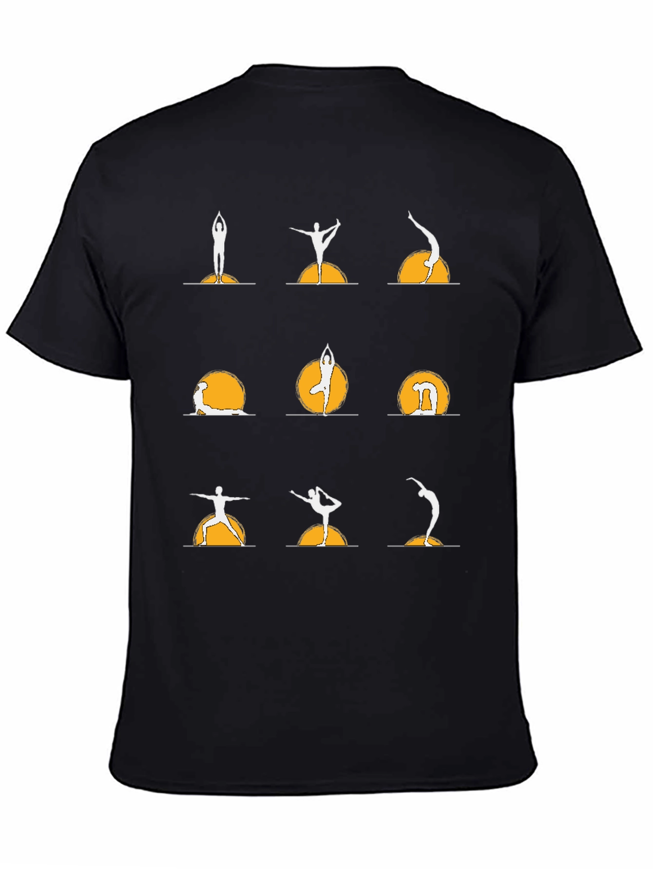 Yoga Poses Graphic Tee - Black Cotton T-Shirt