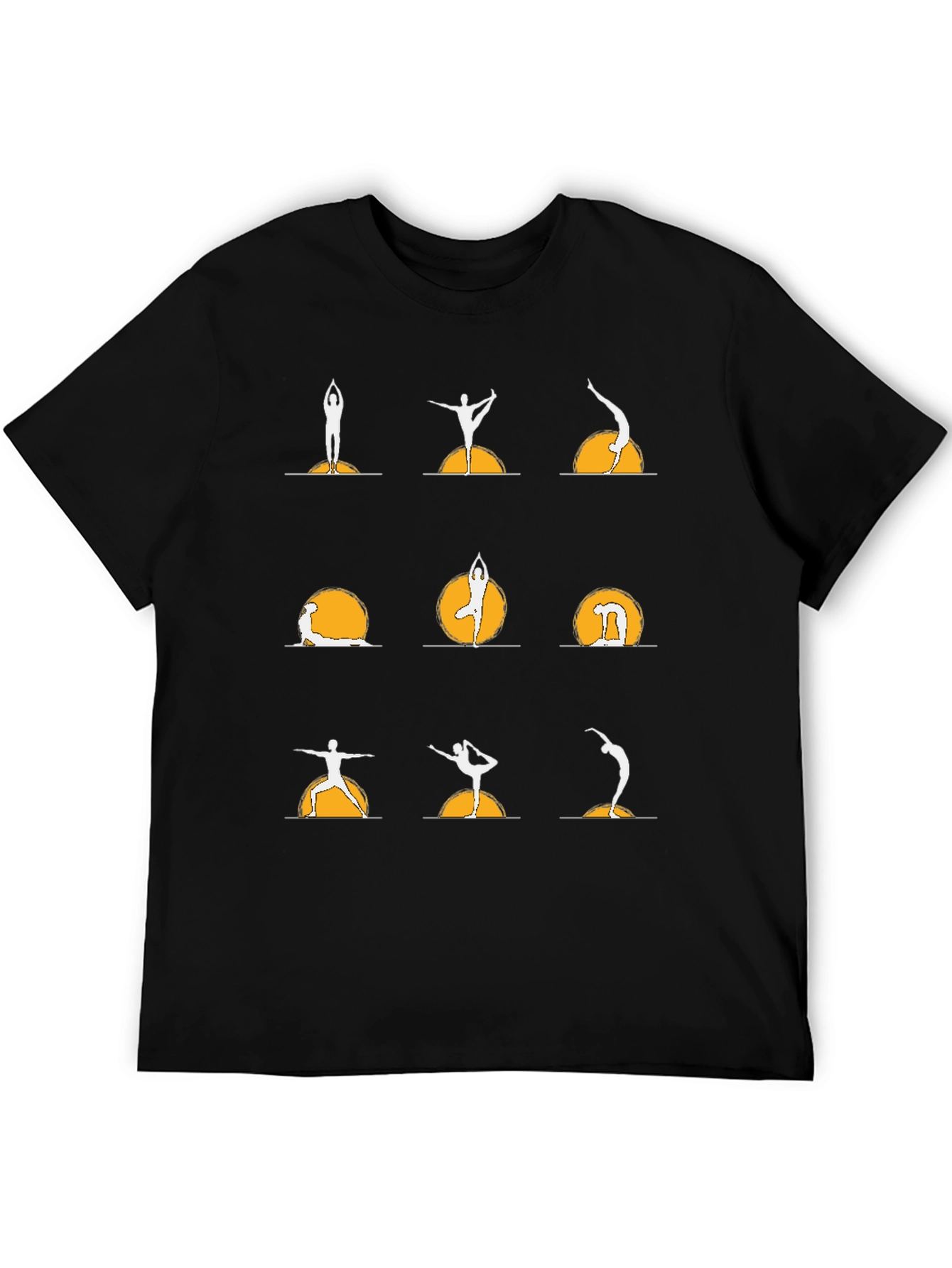 Yoga Poses Graphic Tee - Black Cotton T-Shirt