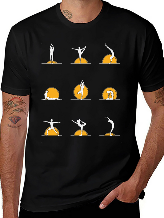 Yoga Poses Graphic Tee - Black Cotton T-Shirt