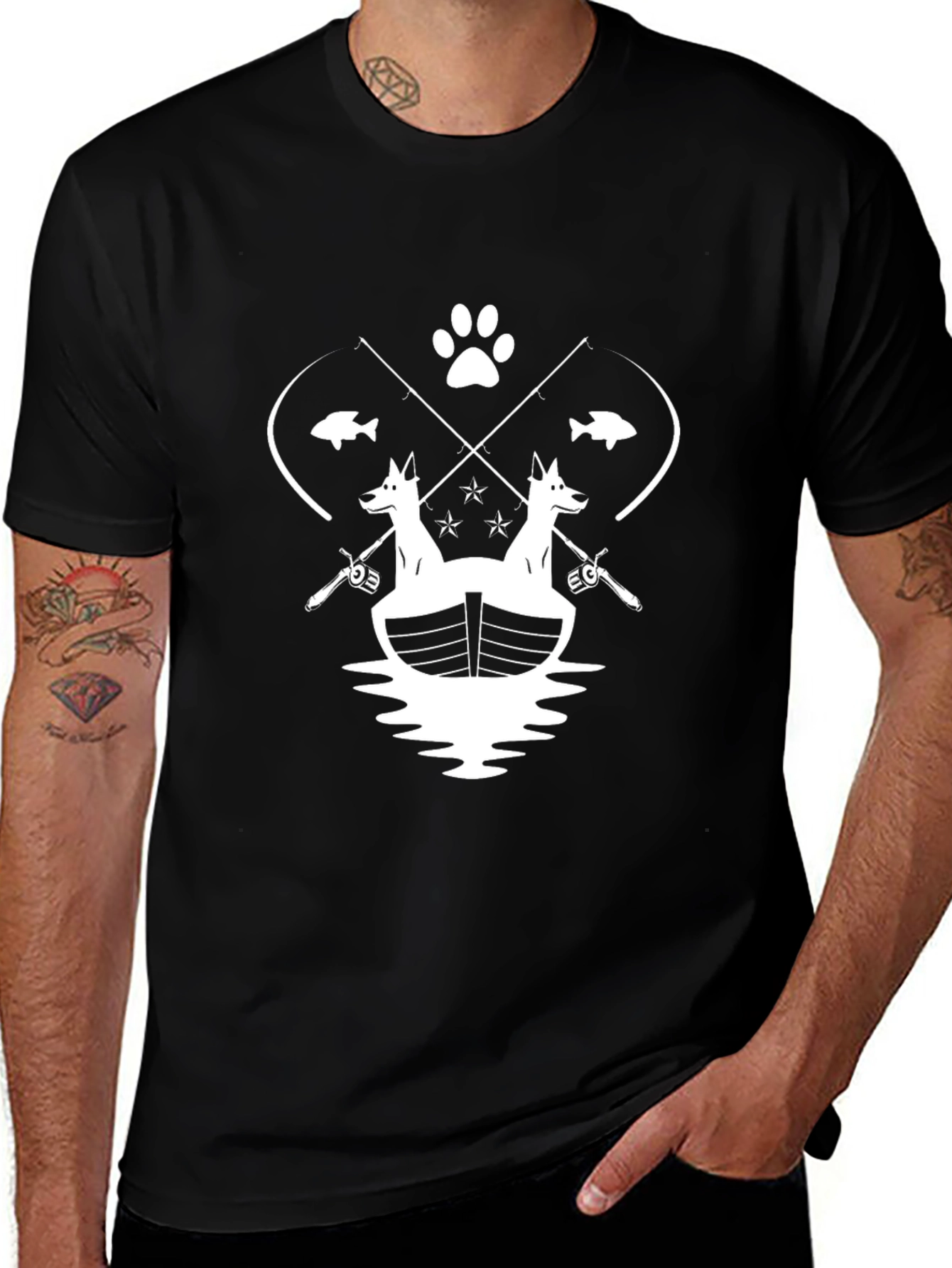 Dog Fishing T-Shirt Pet Lover Tee