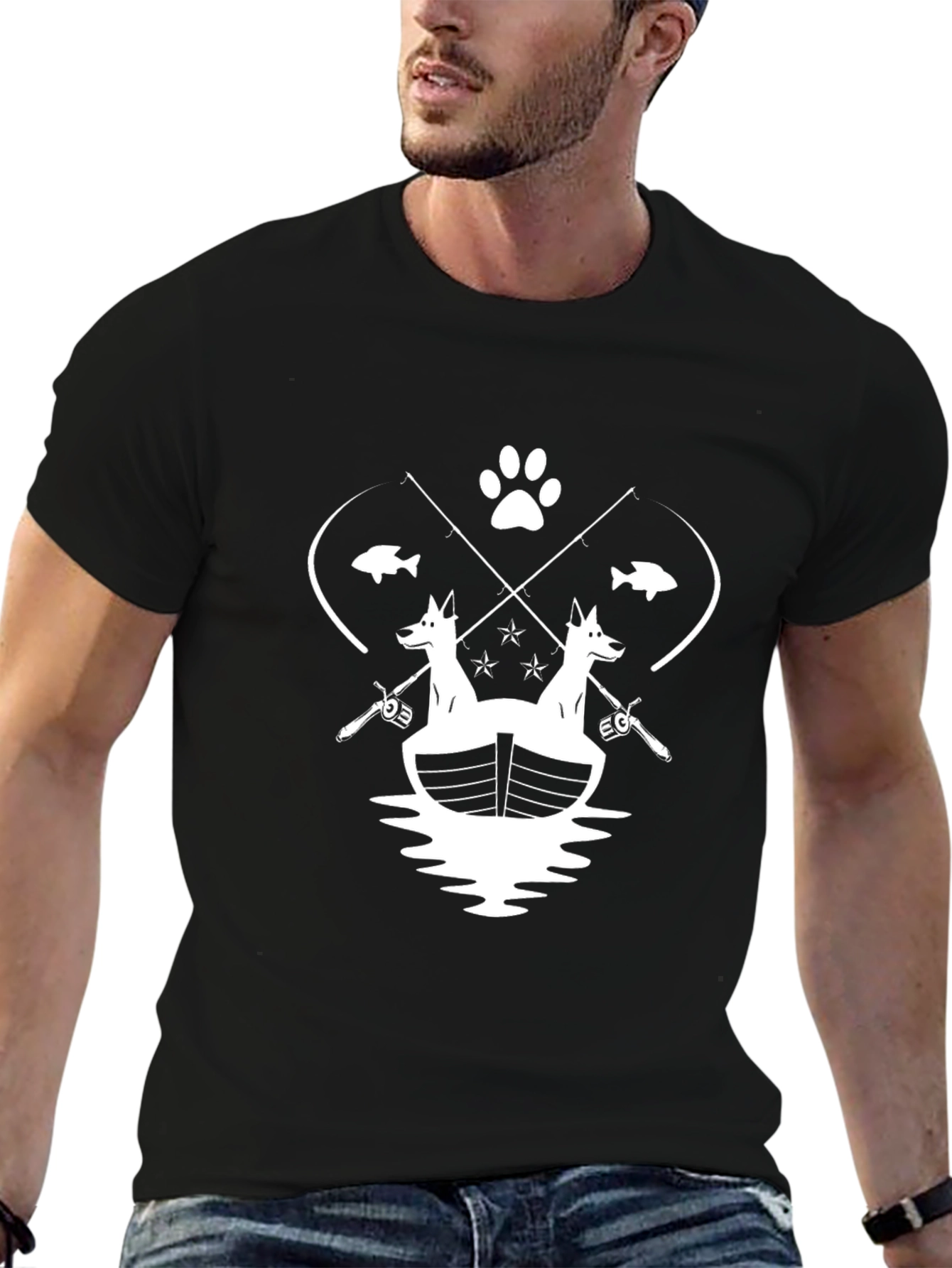 Dog Fishing T-Shirt Pet Lover Tee