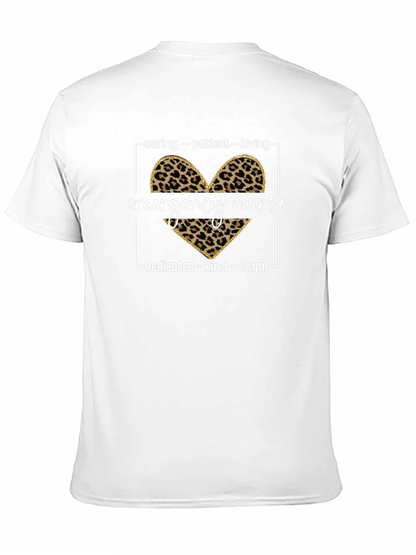 Emergency Nurse Leopard Heart Graphic T-Shirt