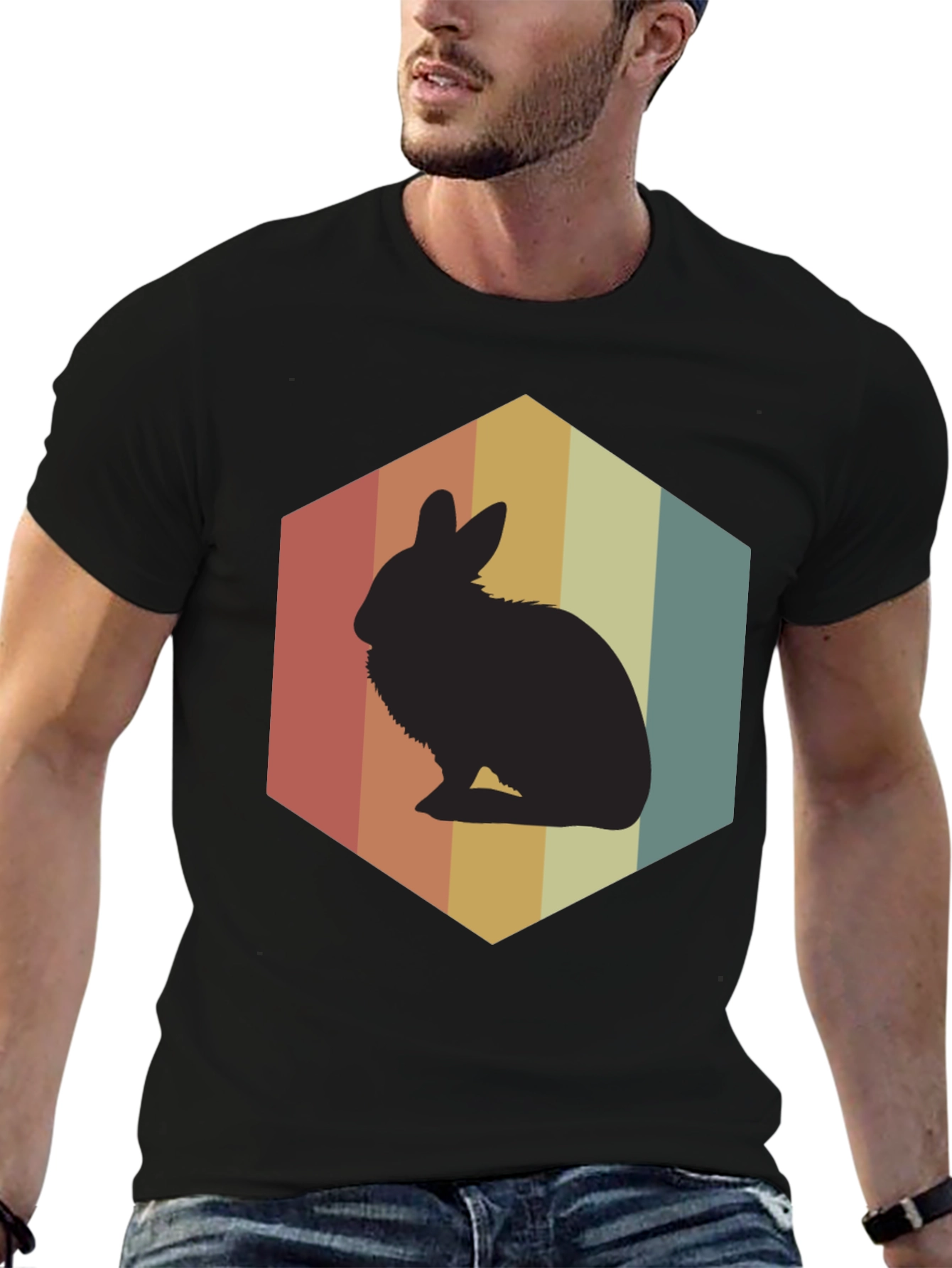 Retro Rabbit Graphic Tee - Black