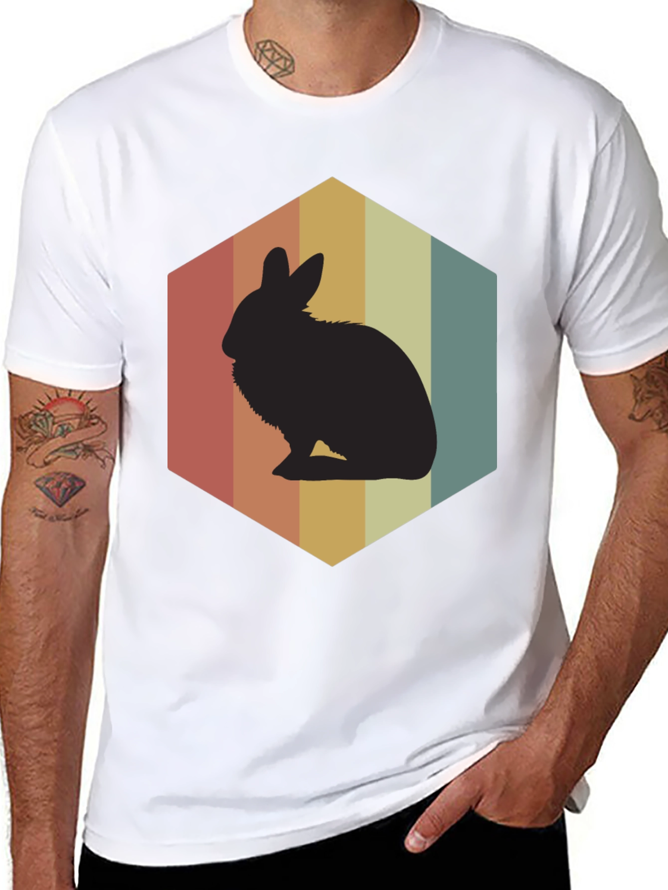 Retro Rabbit Graphic Tee - Black