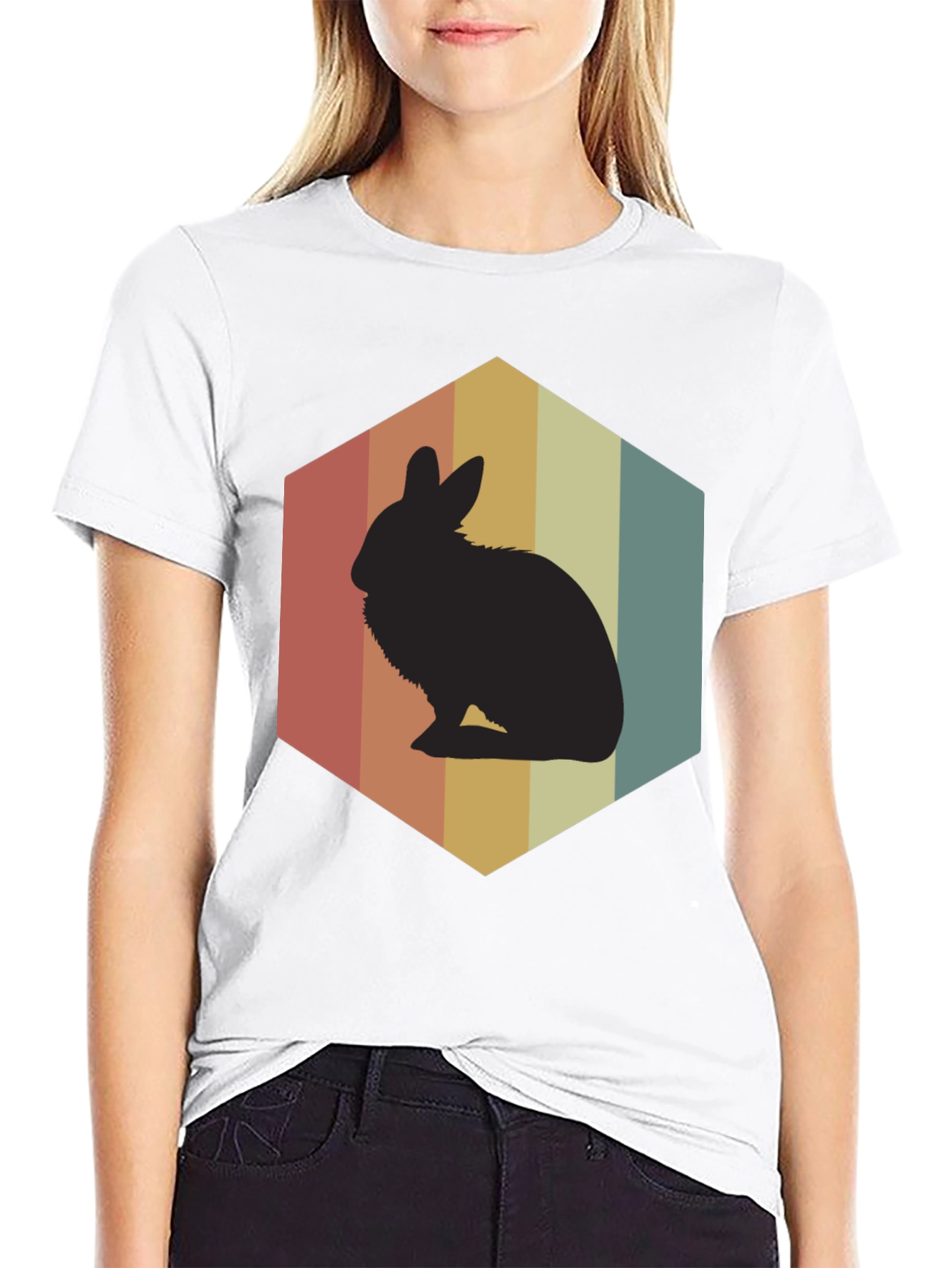 Retro Rabbit Graphic Tee - Black
