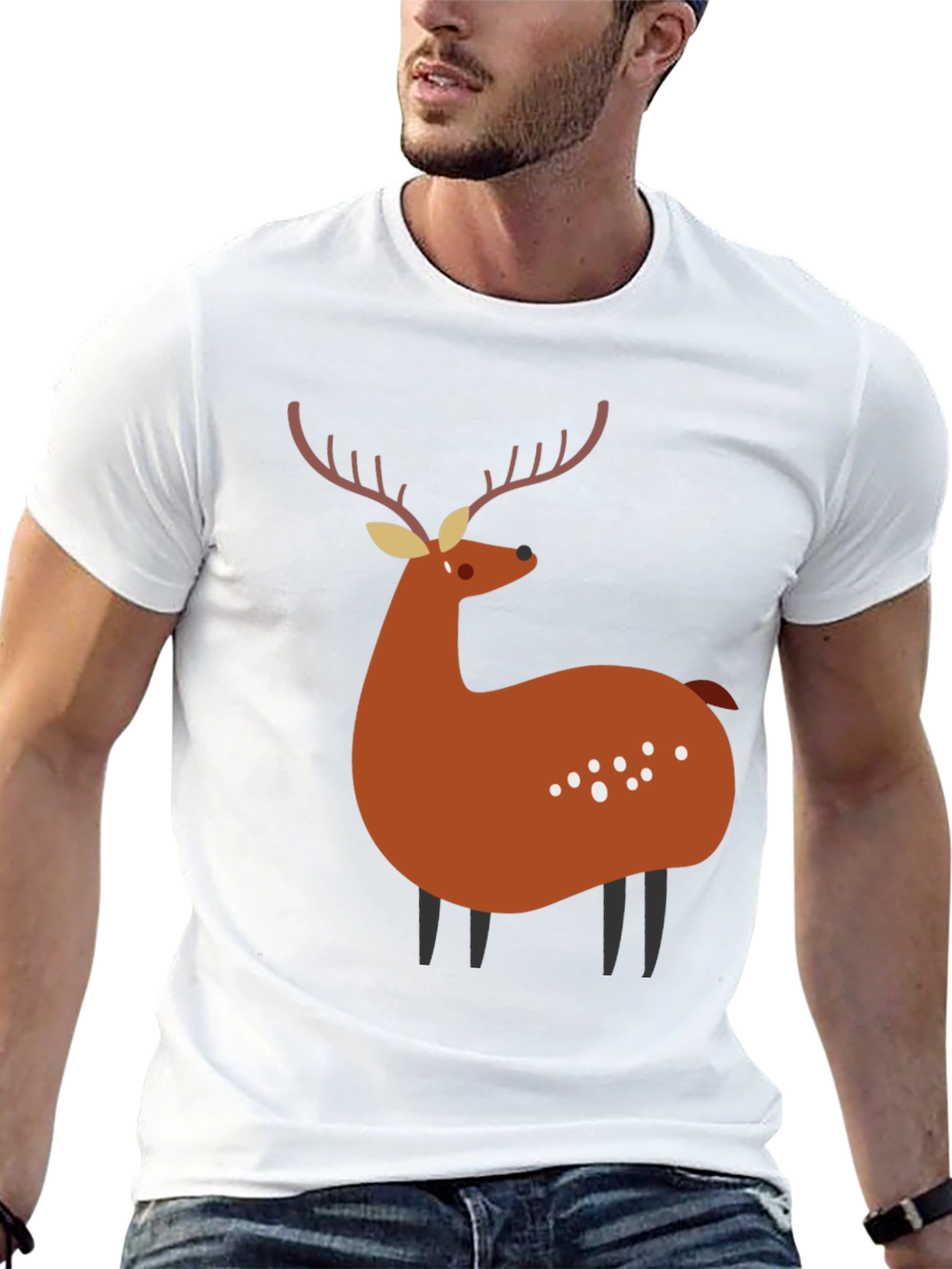 Stylized Deer Graphic Tee - Black Unisex Shirt