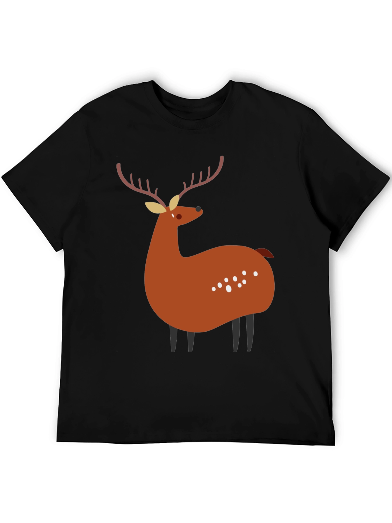 Stylized Deer Graphic Tee - Black Unisex Shirt