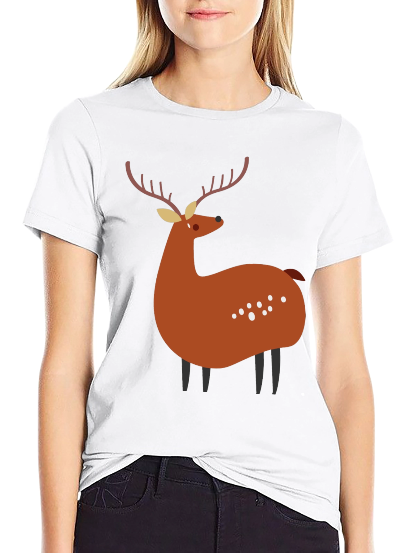 Stylized Deer Graphic Tee - Black Unisex Shirt