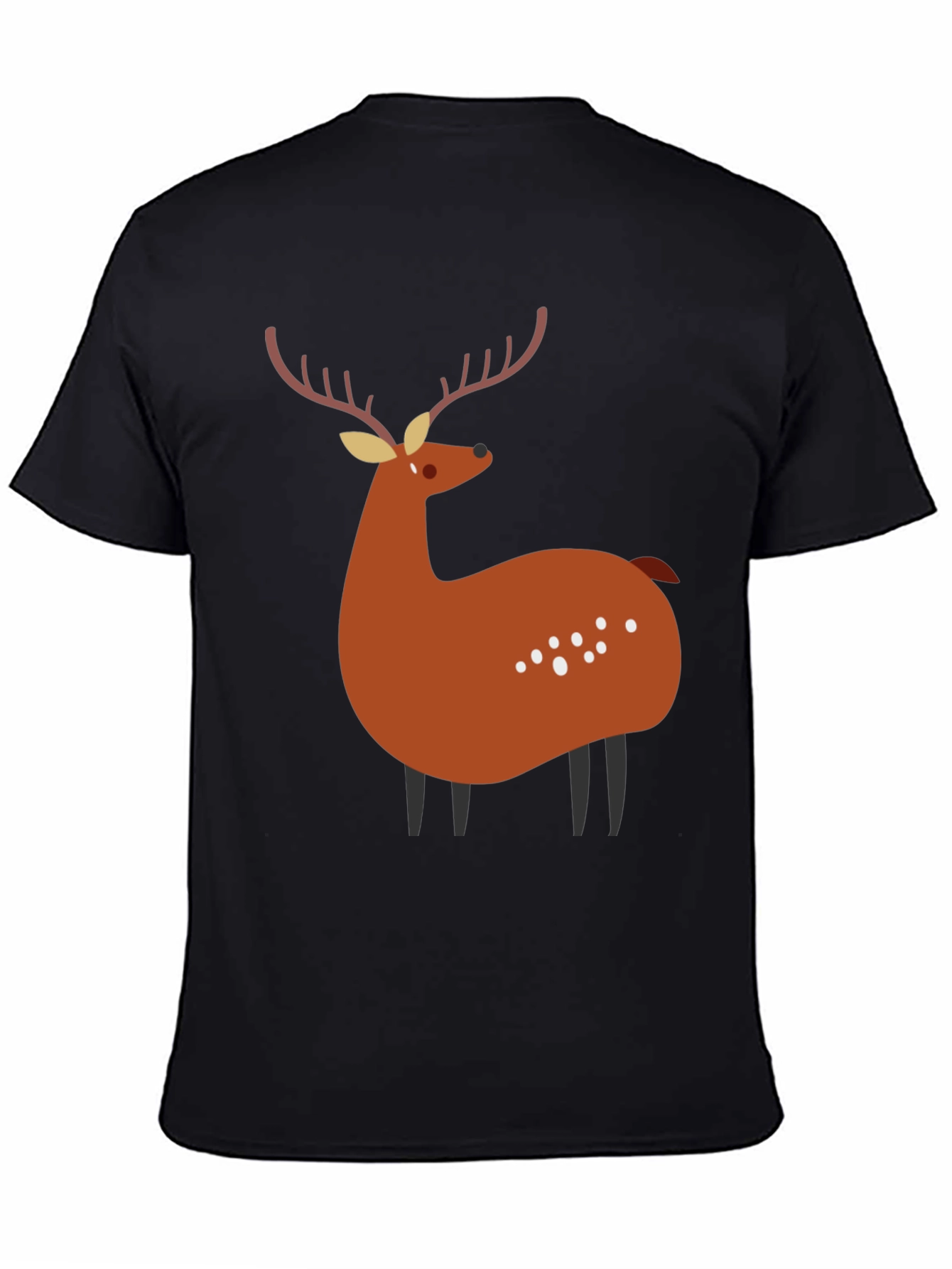 Stylized Deer Graphic Tee - Black Unisex Shirt