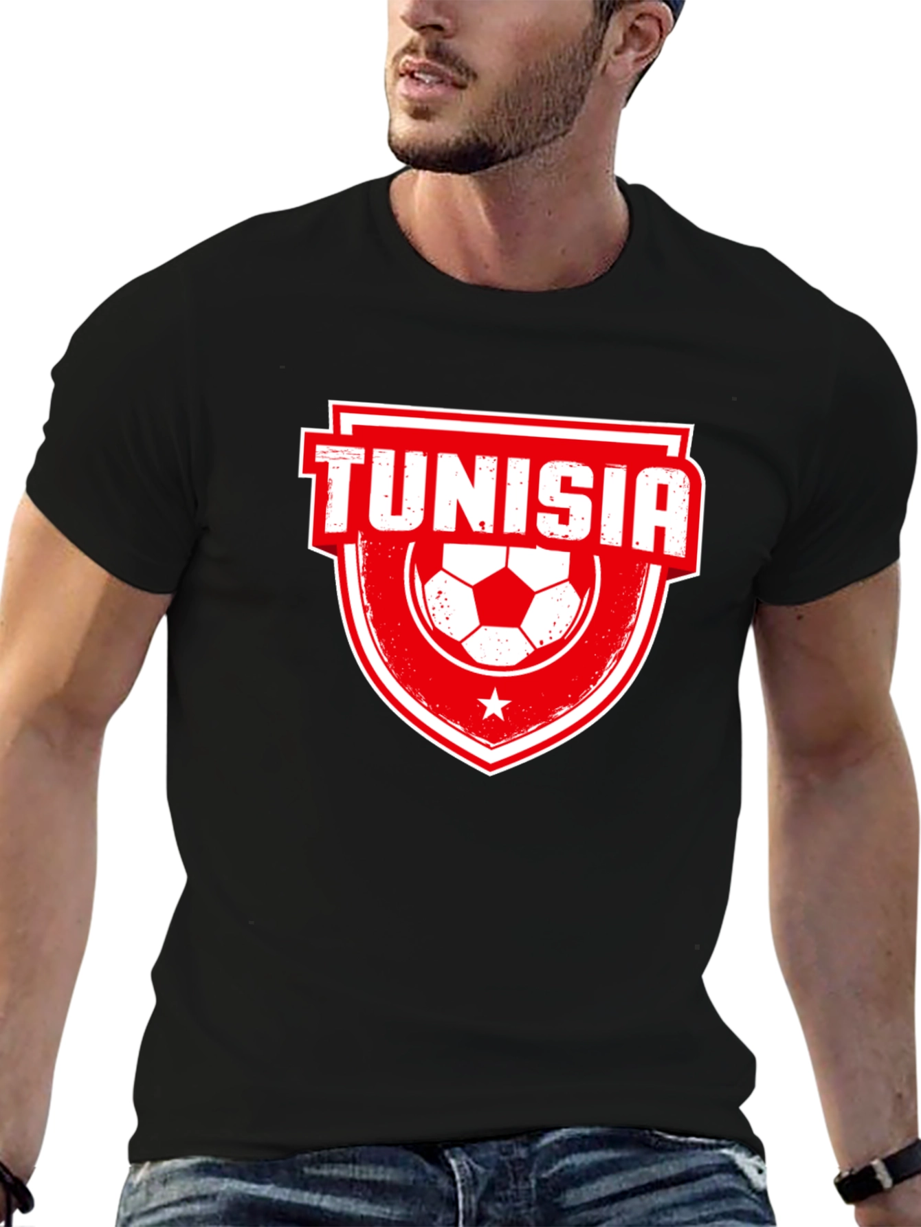 Tunisia Soccer T-Shirt - Black Jersey