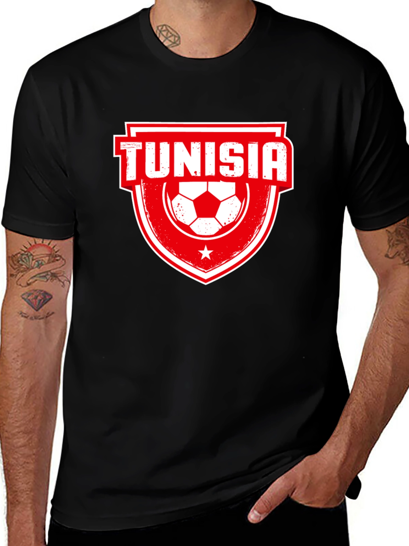 Tunisia Soccer T-Shirt - Black Jersey