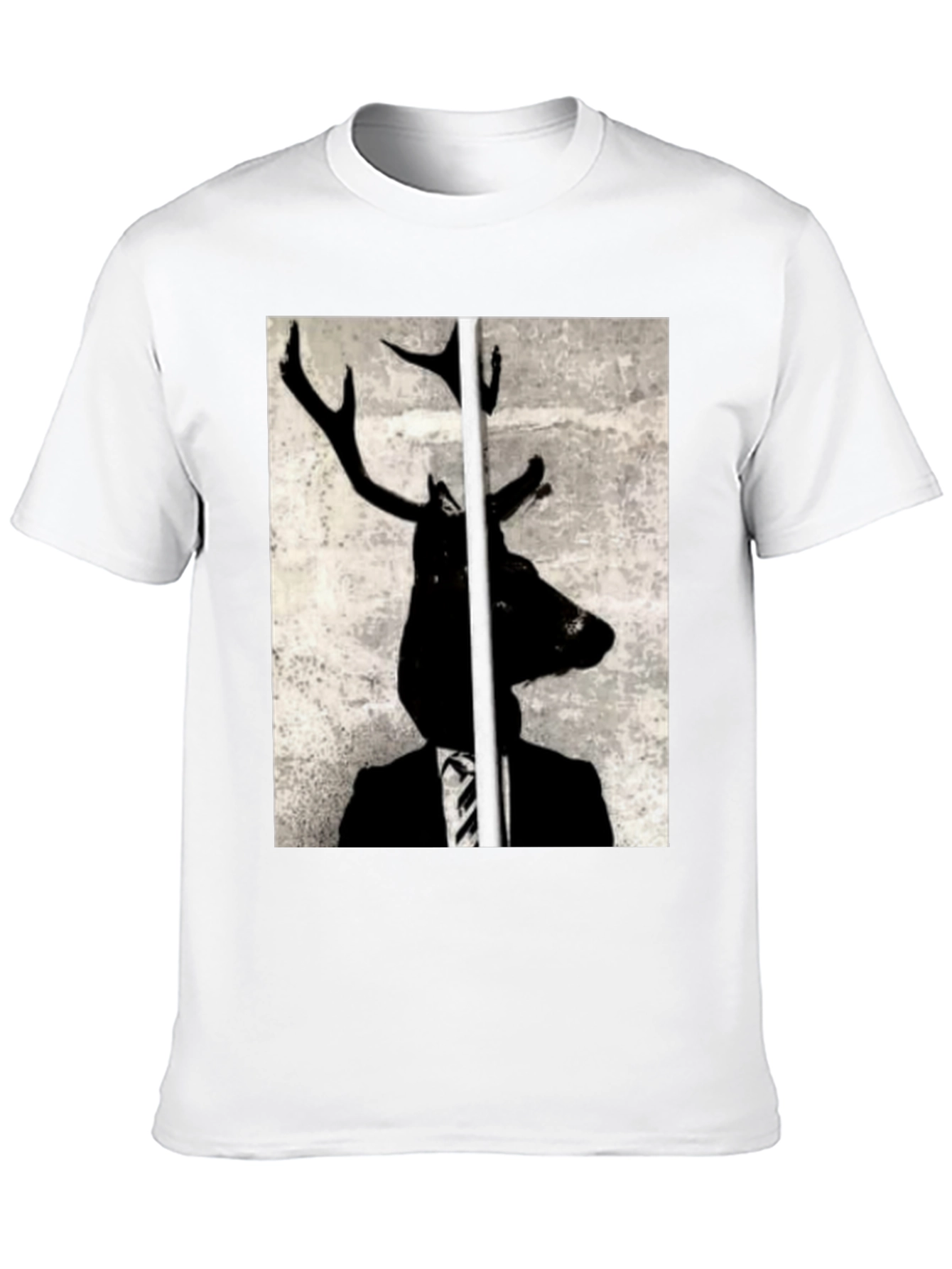 Deer Head Suit Graphic Tee - Unique Art T-Shirt