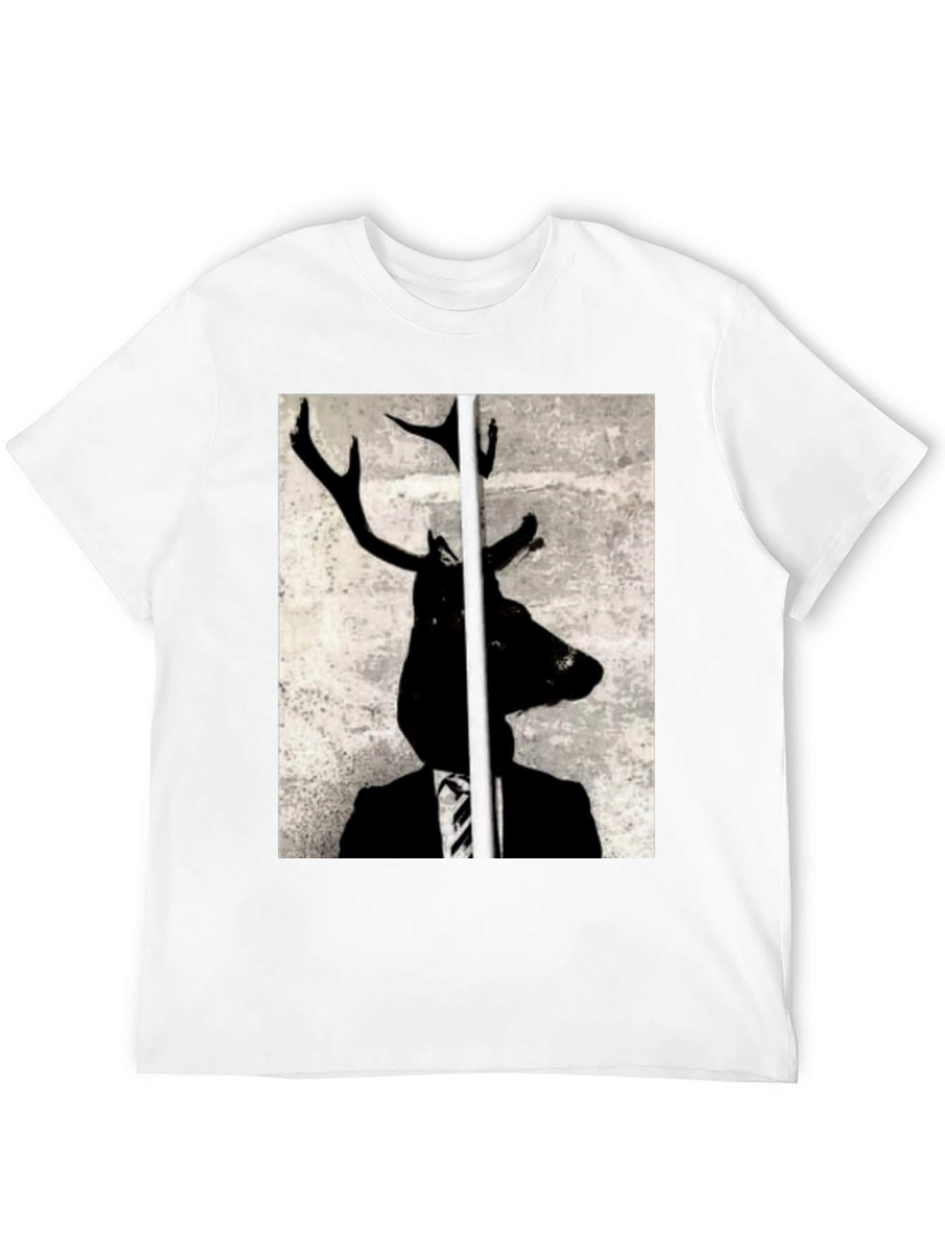 Deer Head Suit Graphic Tee - Unique Art T-Shirt