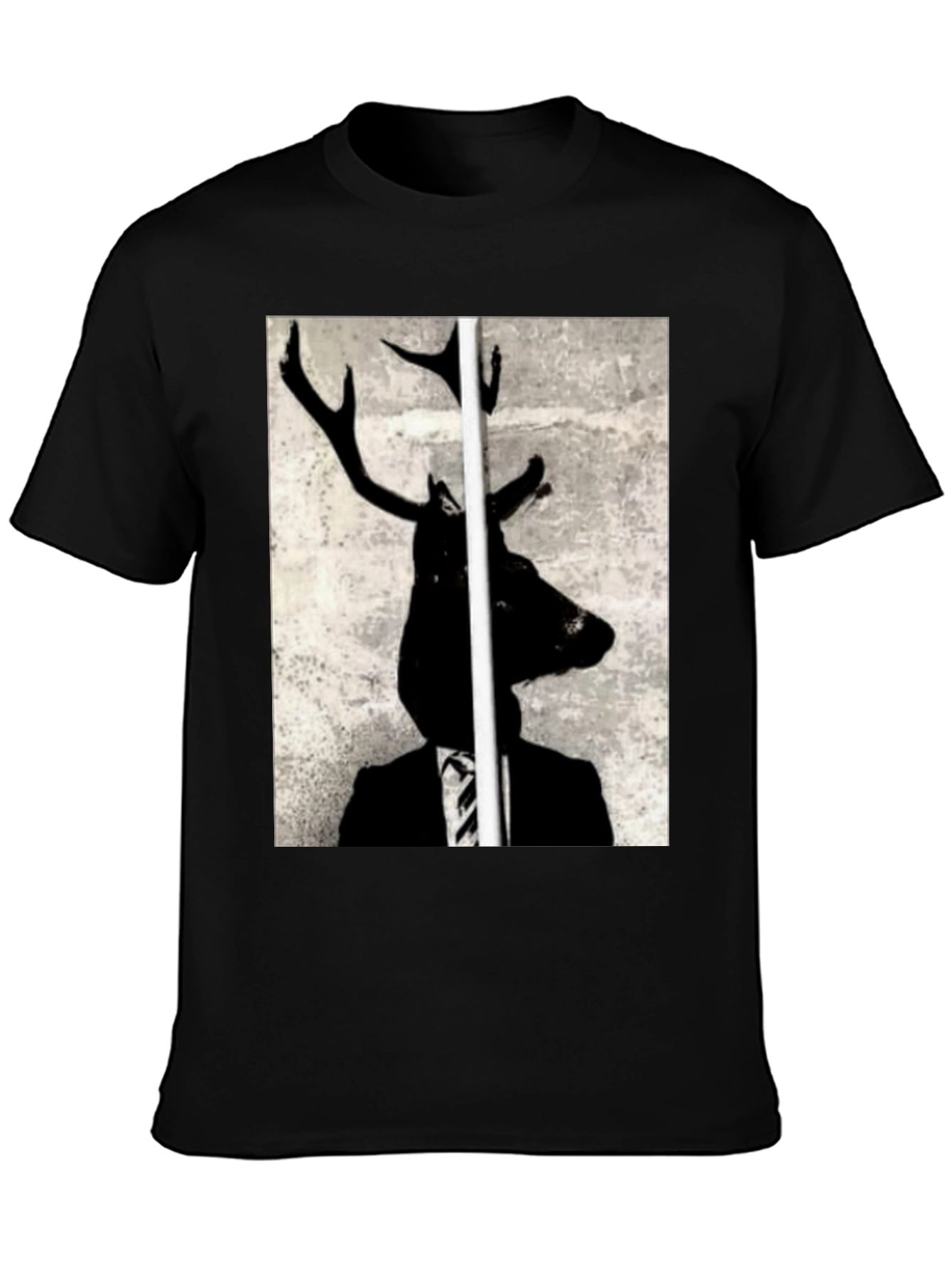 Deer Head Suit Graphic Tee - Unique Art T-Shirt