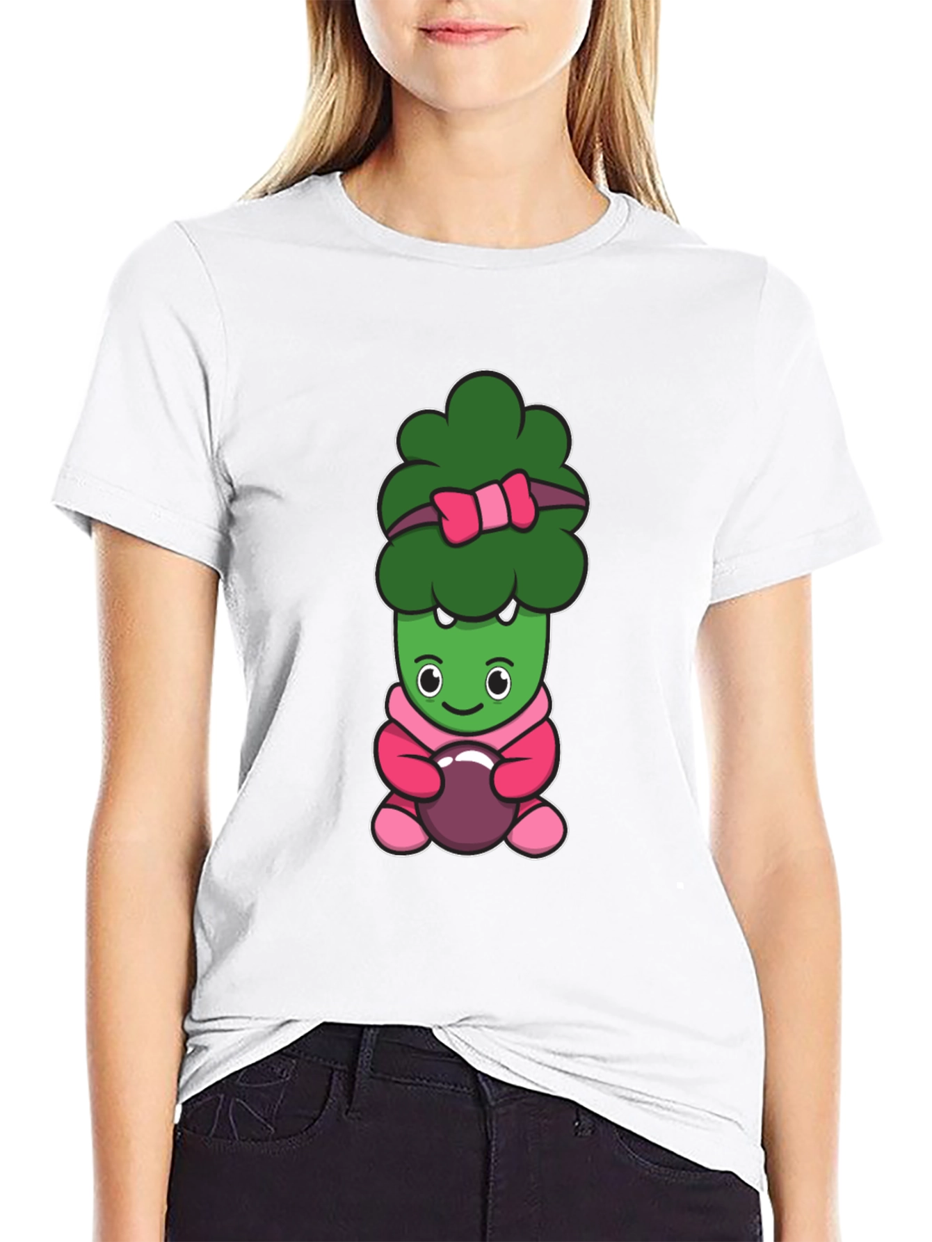Cute Broccoli Cartoon Graphic Tee