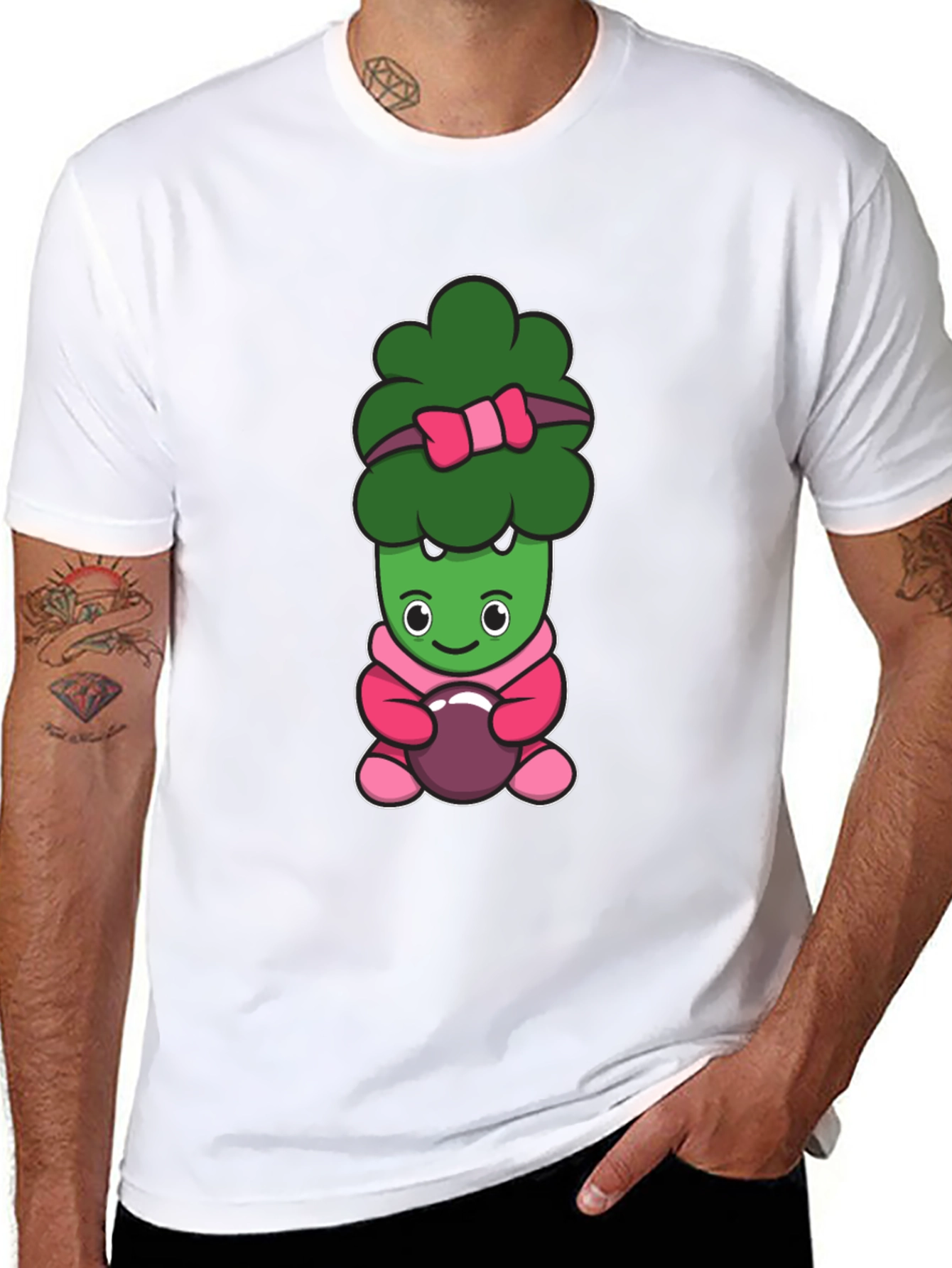Cute Broccoli Cartoon Graphic Tee