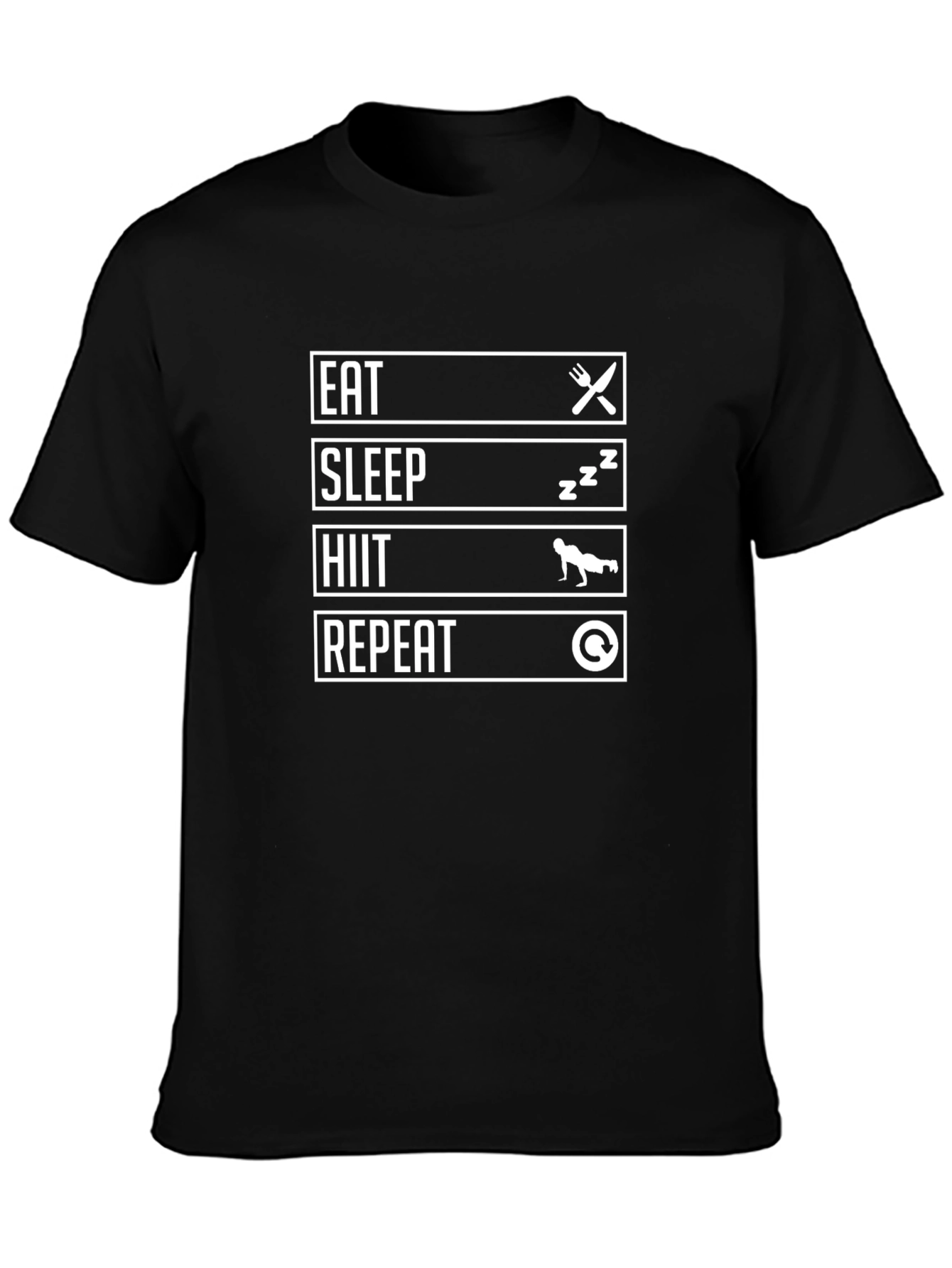 Eat Sleep HIIT Repeat Black T-Shirt