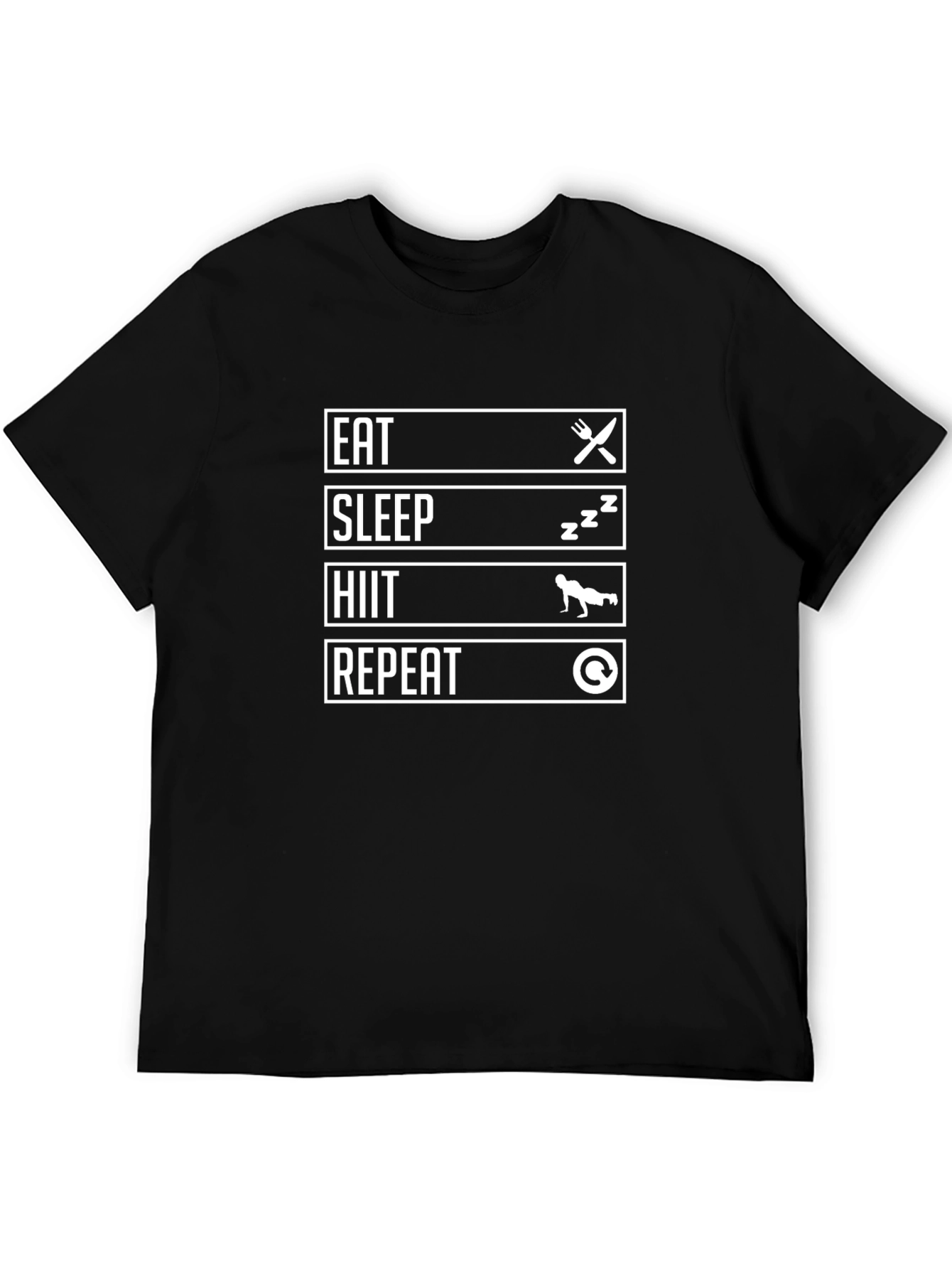 Eat Sleep HIIT Repeat Black T-Shirt