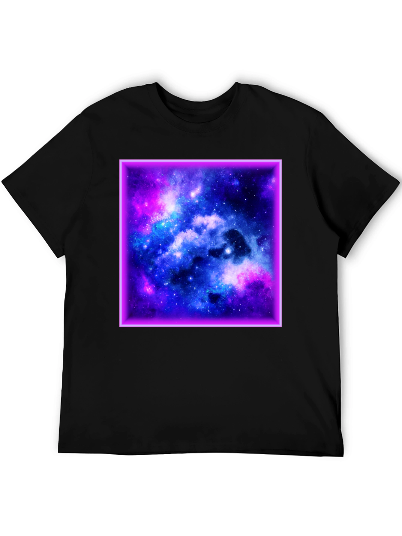 Galaxy Square Graphic Print Black T-Shirt