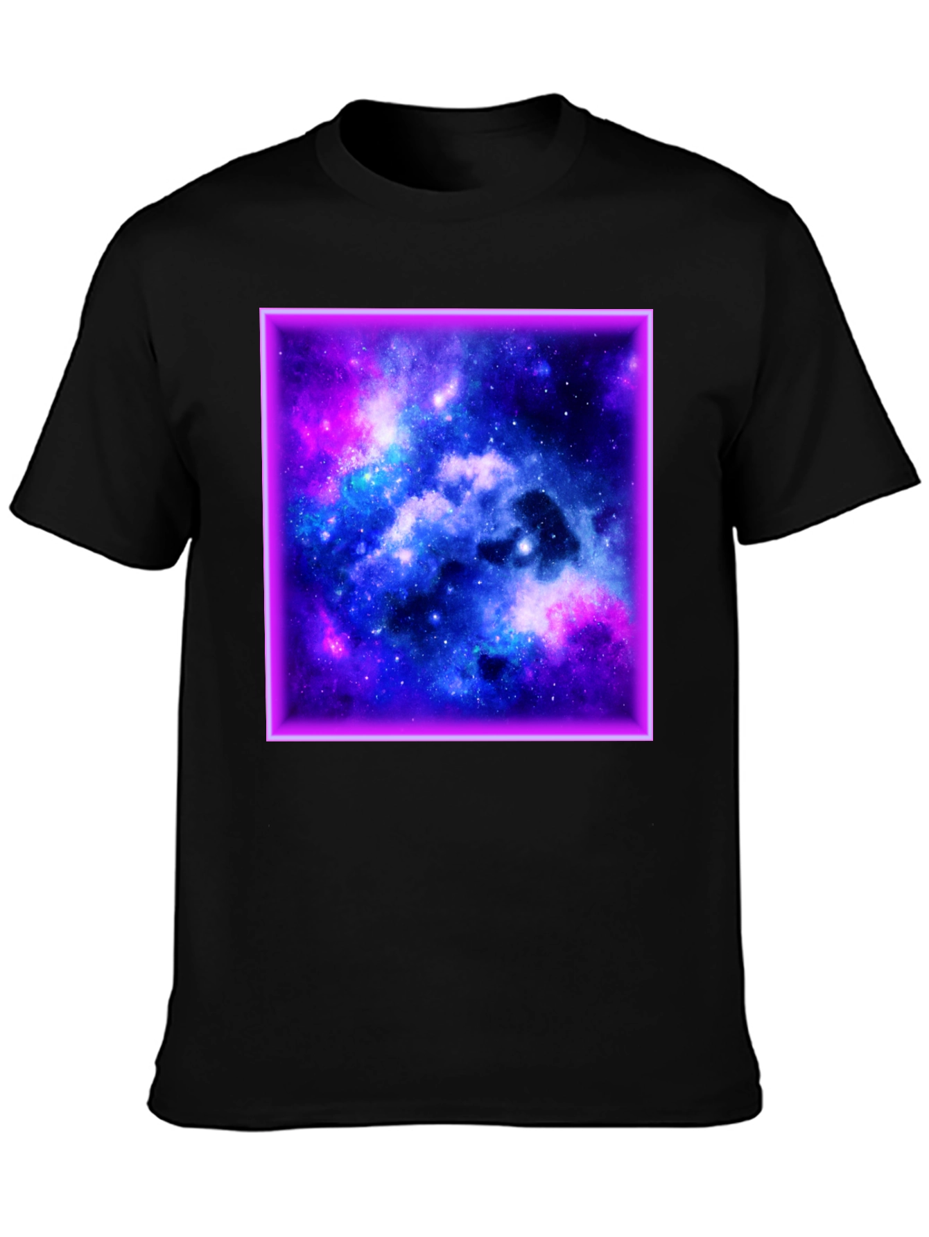Galaxy Square Graphic Print Black T-Shirt
