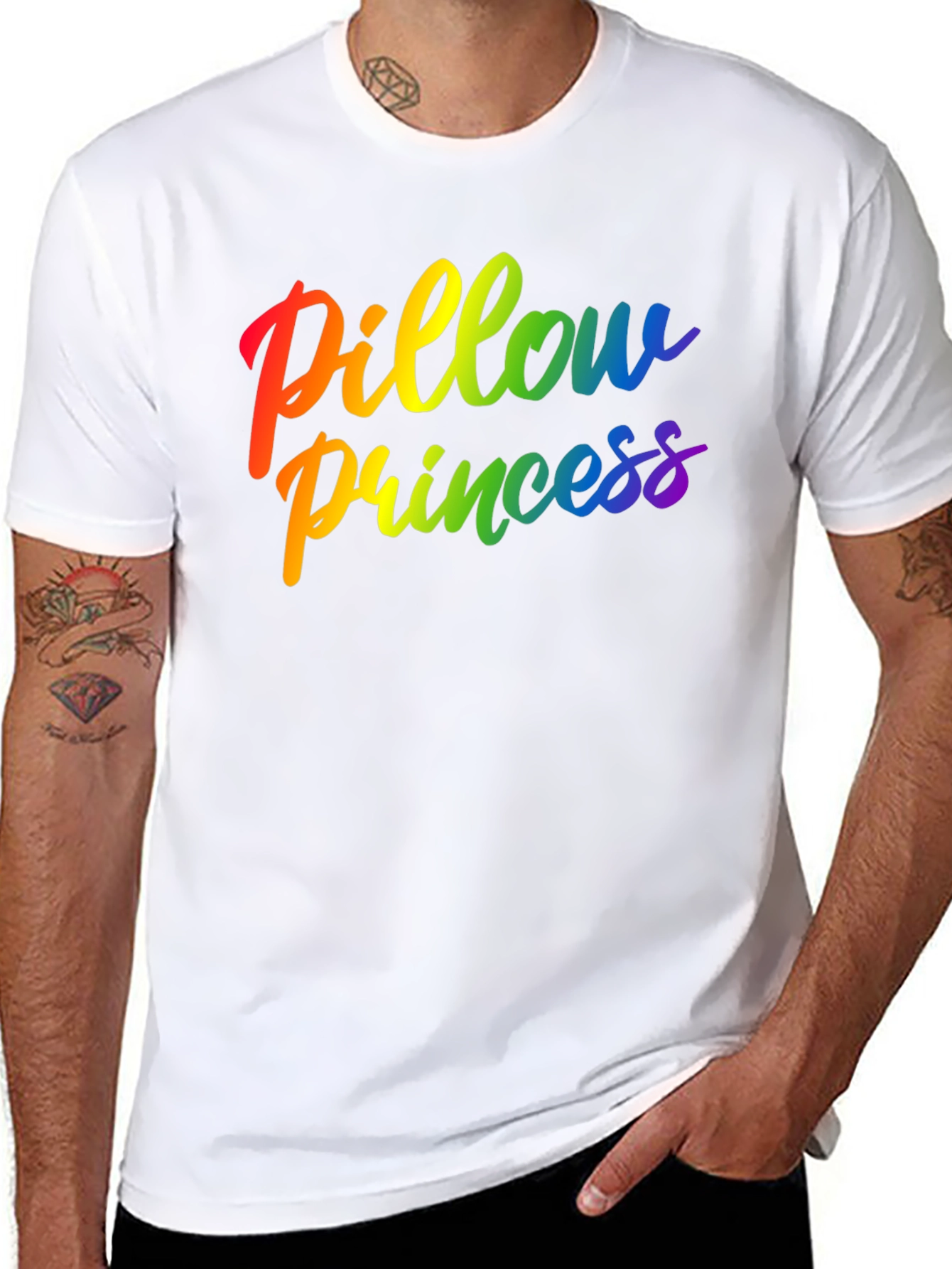 Rainbow Pillow Princess Graphic Black Tee