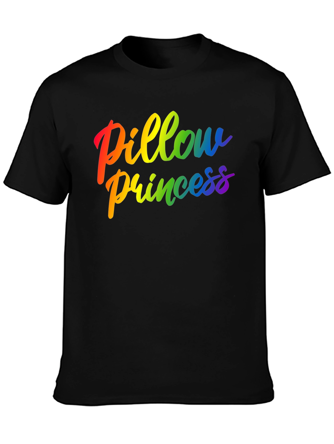 Rainbow Pillow Princess Graphic Black Tee