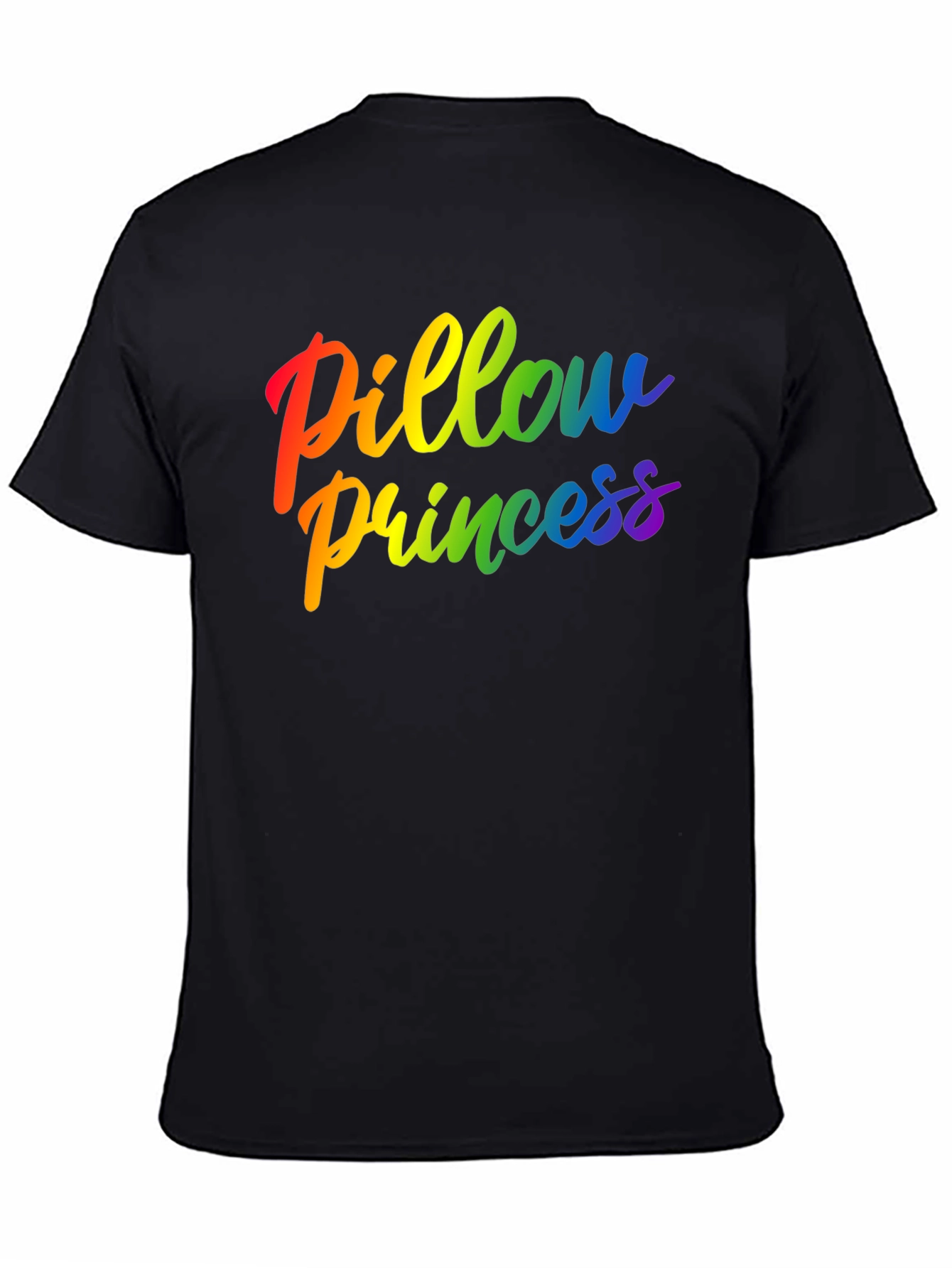 Rainbow Pillow Princess Graphic Black Tee