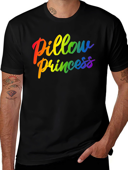 Rainbow Pillow Princess Graphic Black Tee