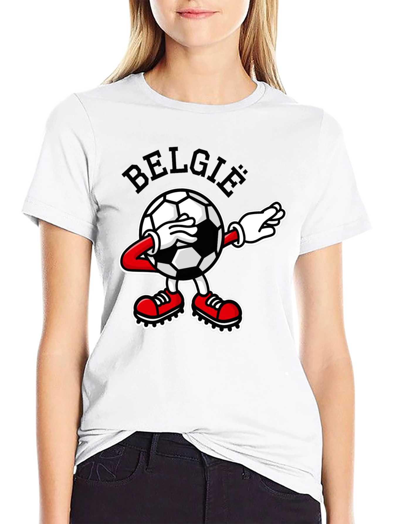 Belgie Dabbing Soccer Ball Black T-Shirt