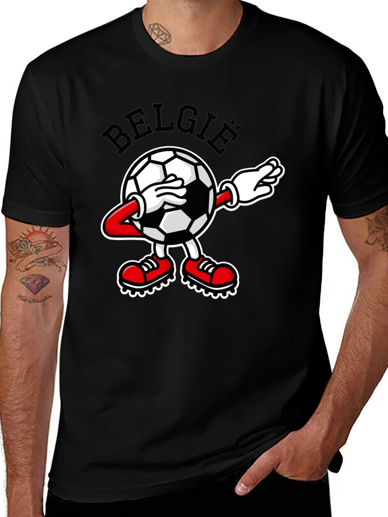 Belgie Dabbing Soccer Ball Black T-Shirt