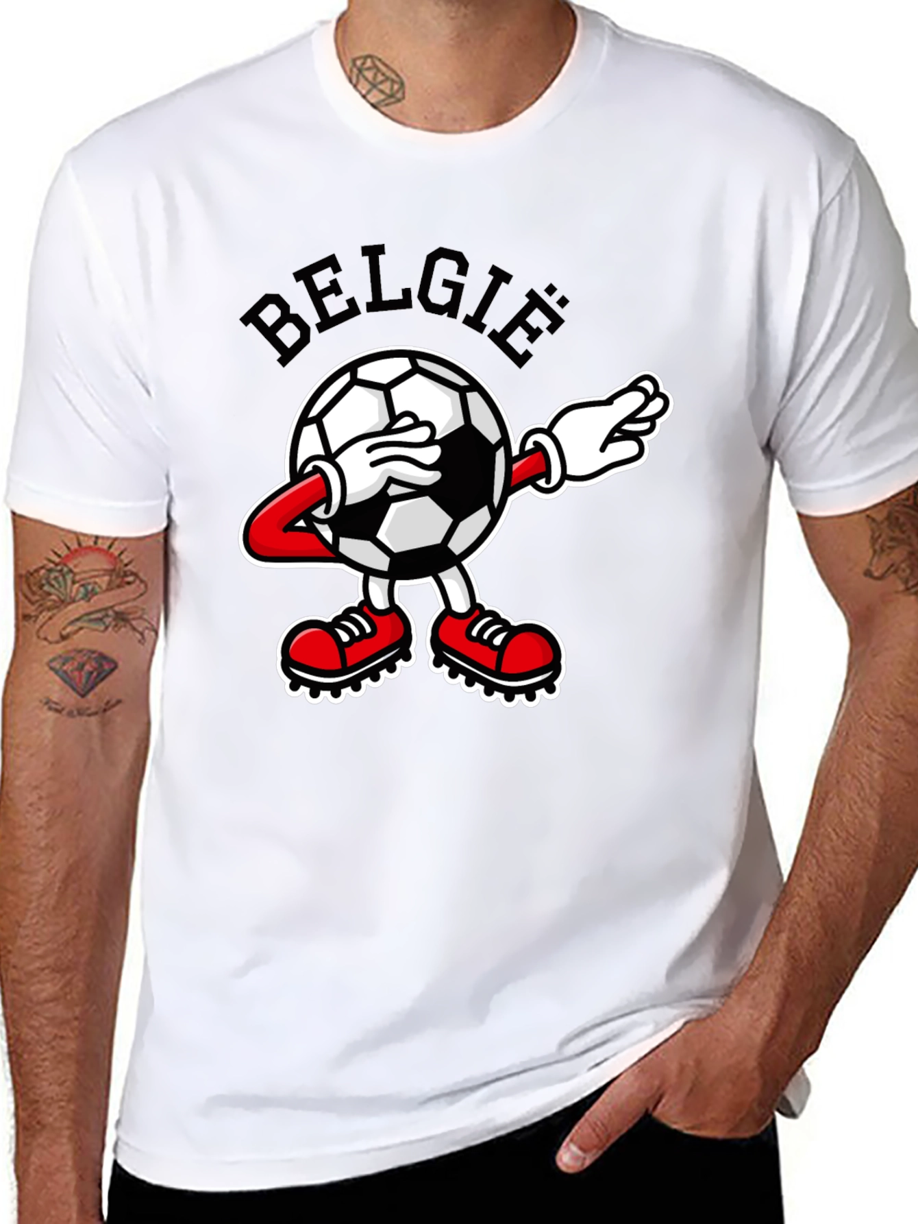Belgie Dabbing Soccer Ball Black T-Shirt