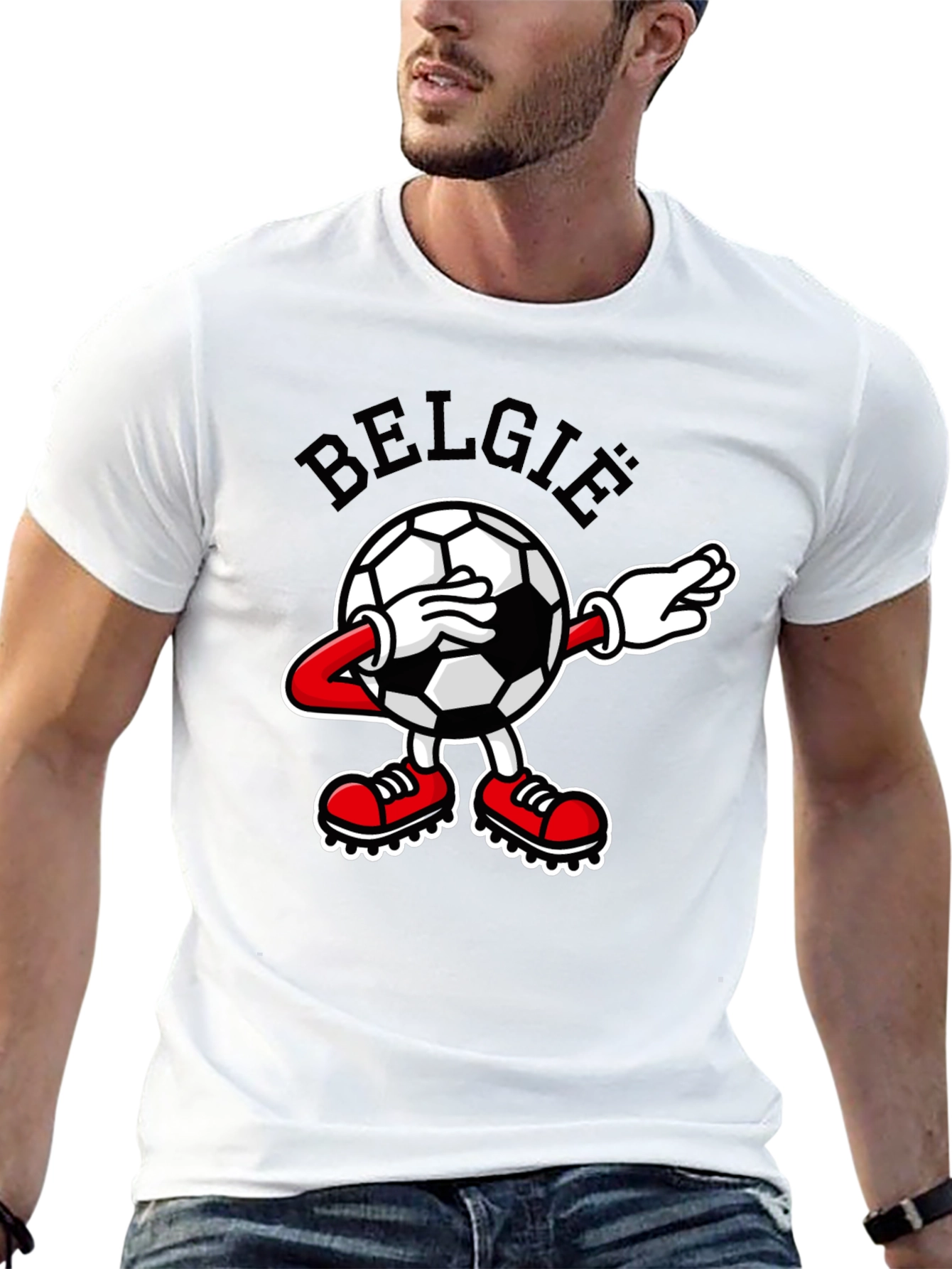 Belgie Dabbing Soccer Ball Black T-Shirt