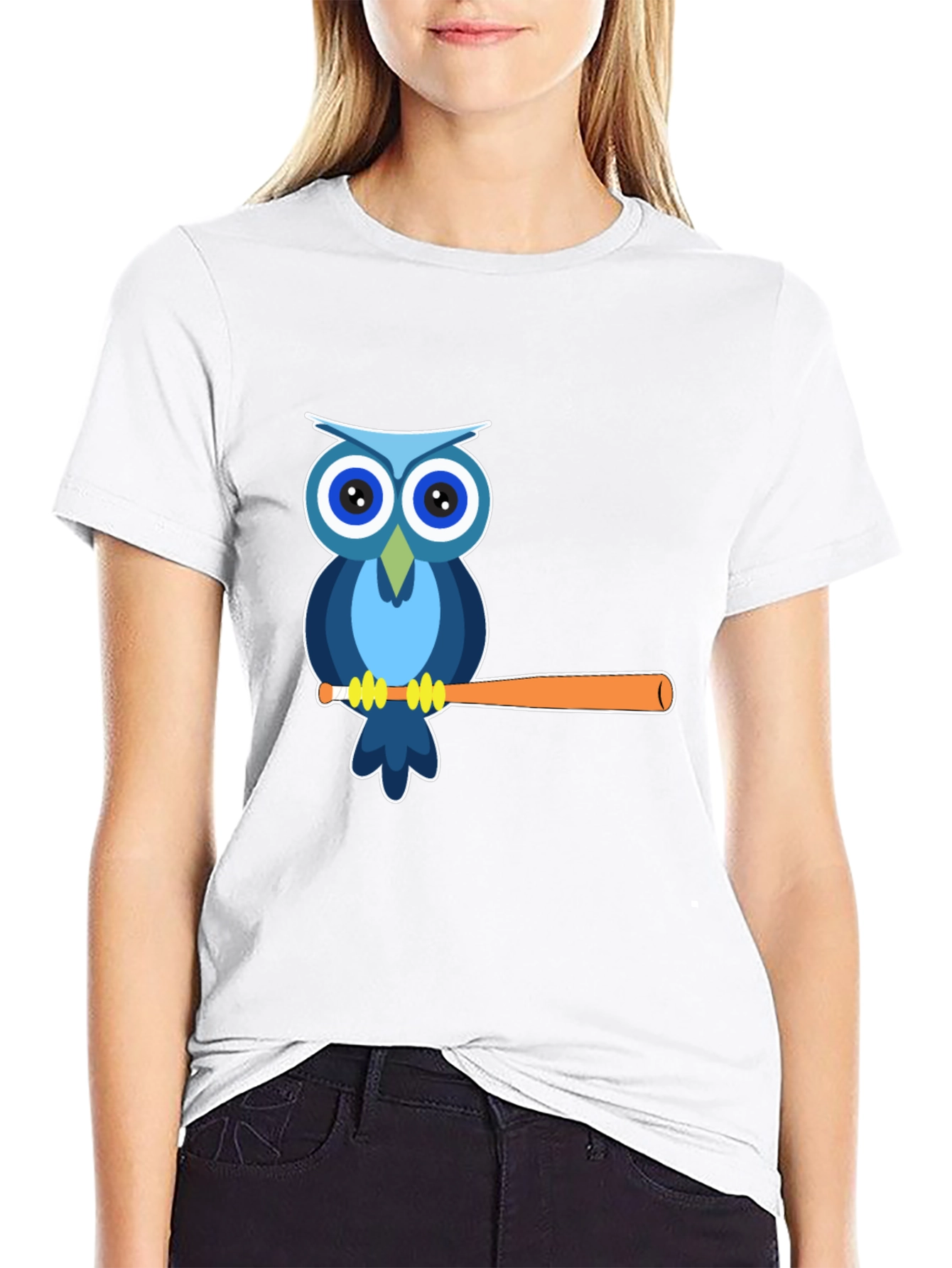 Owl on Baseball Bat Graphic Tee