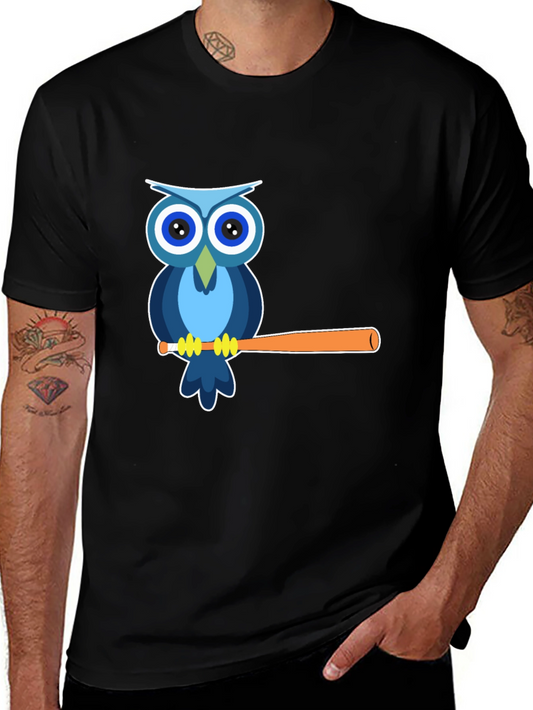 Owl on Baseball Bat Graphic Tee