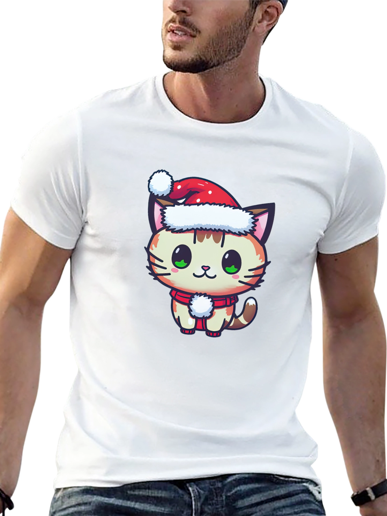 Festive Cat T-Shirt - Holiday Cheer