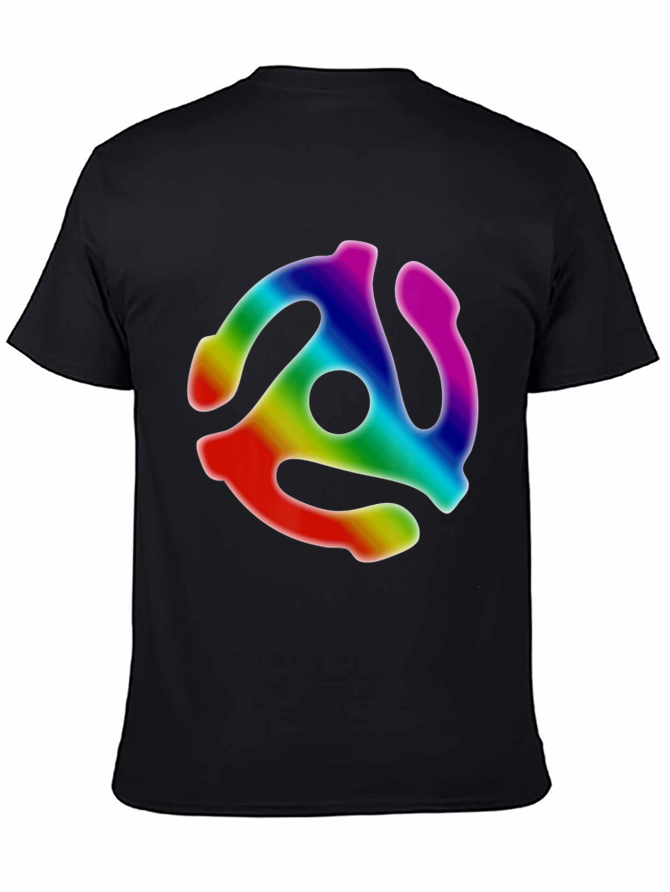 Retro Rainbow Record Adapter Black T-Shirt