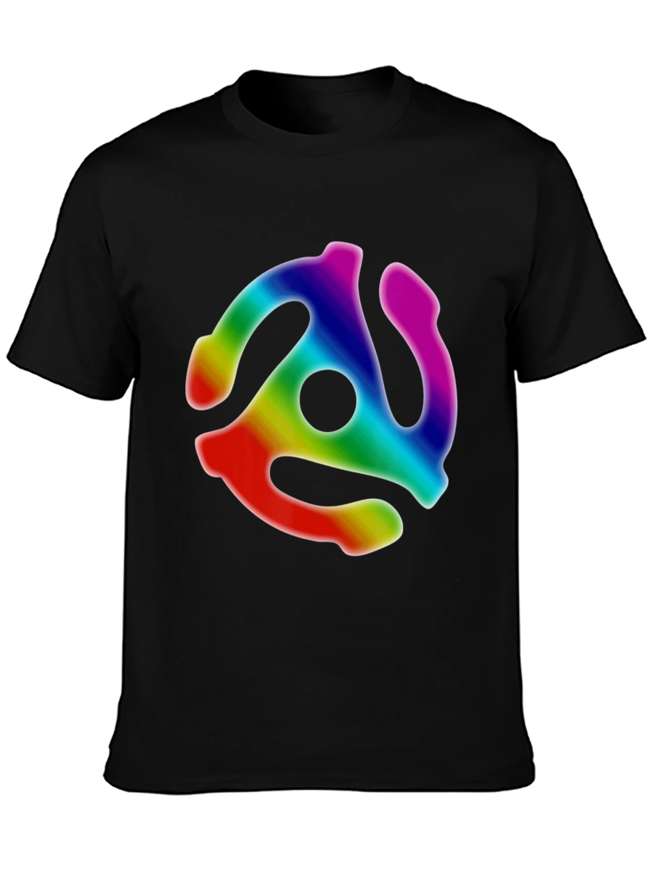 Retro Rainbow Record Adapter Black T-Shirt