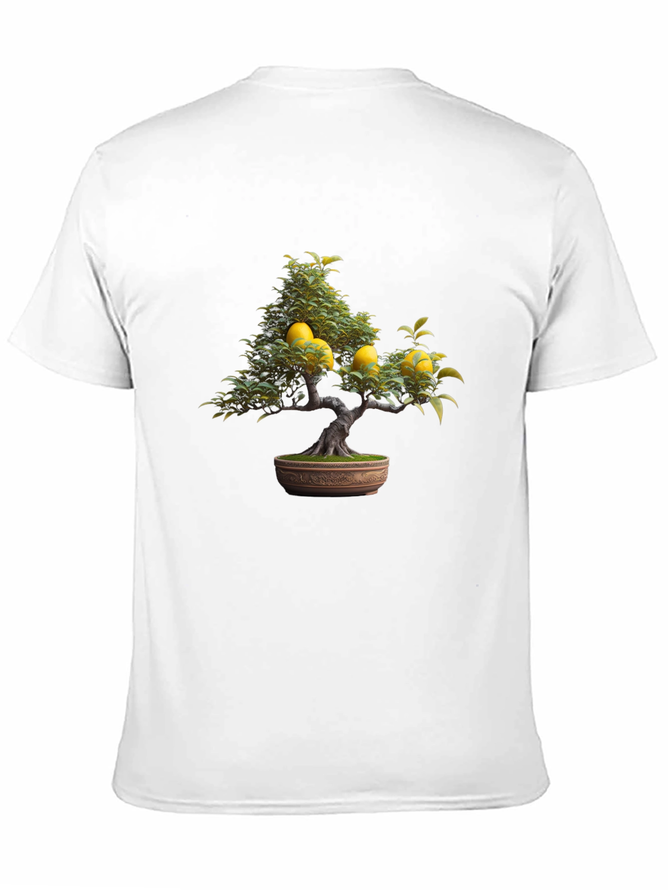 Lemon Bonsai Tree Graphic Tee - Black Casual T-Shirt