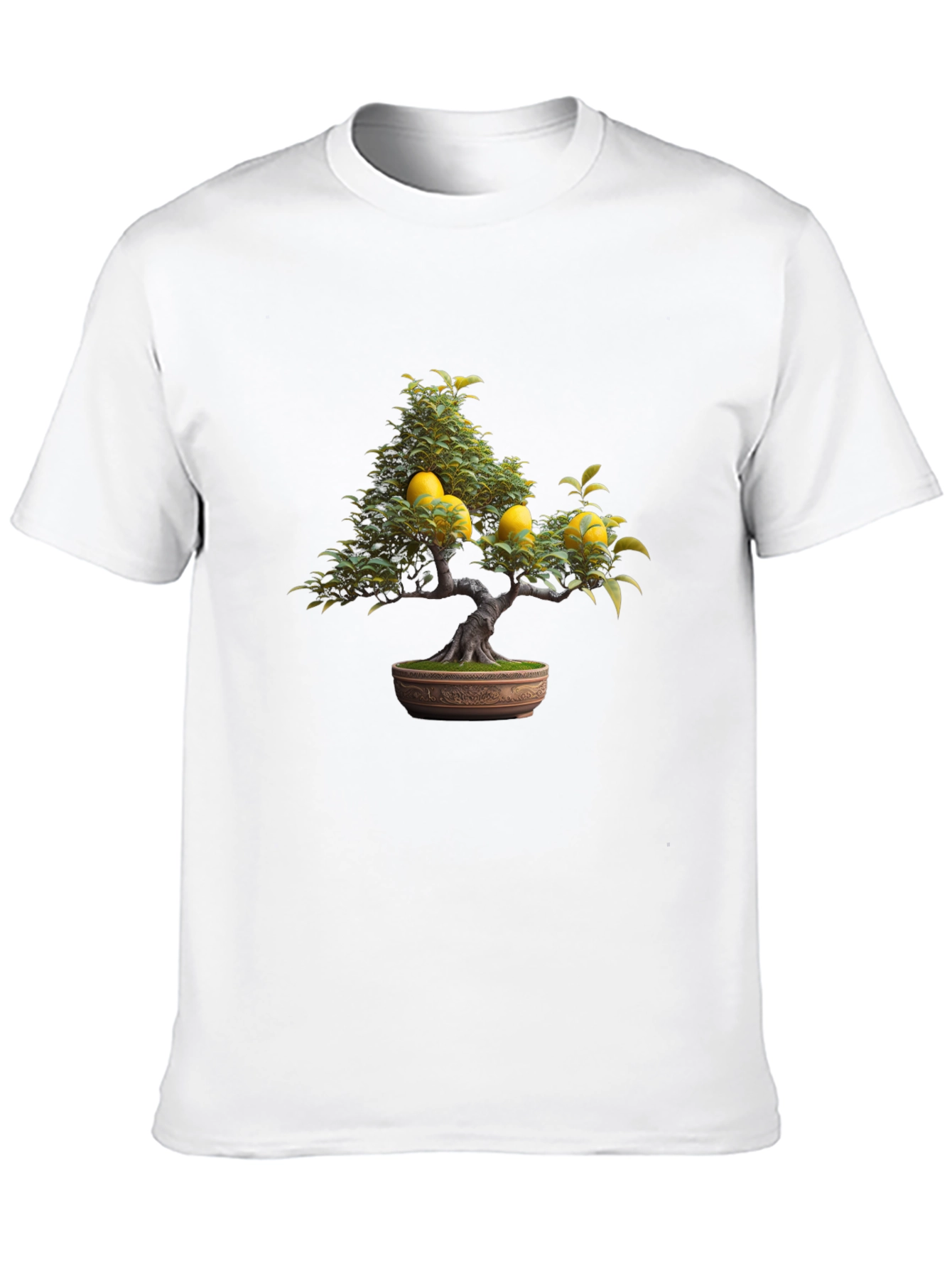 Lemon Bonsai Tree Graphic Tee - Black Casual T-Shirt
