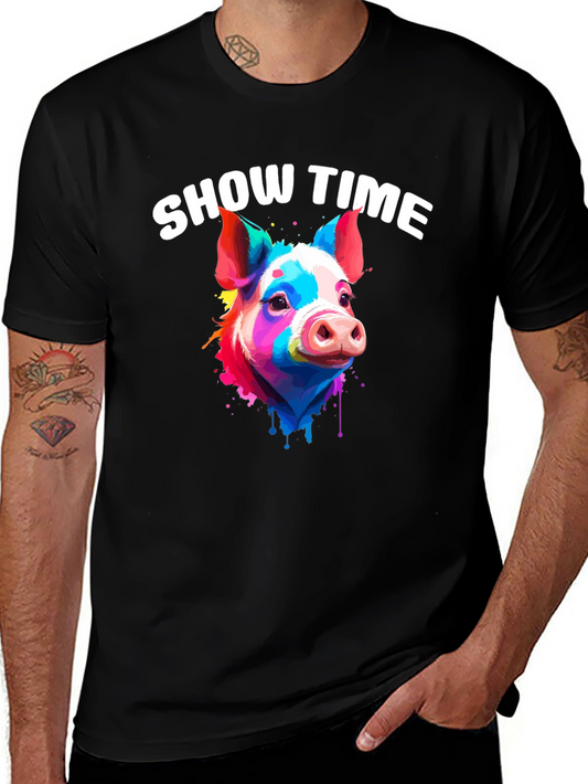 Show Time Pig T-Shirt: Colorful Animal Graphic Tee