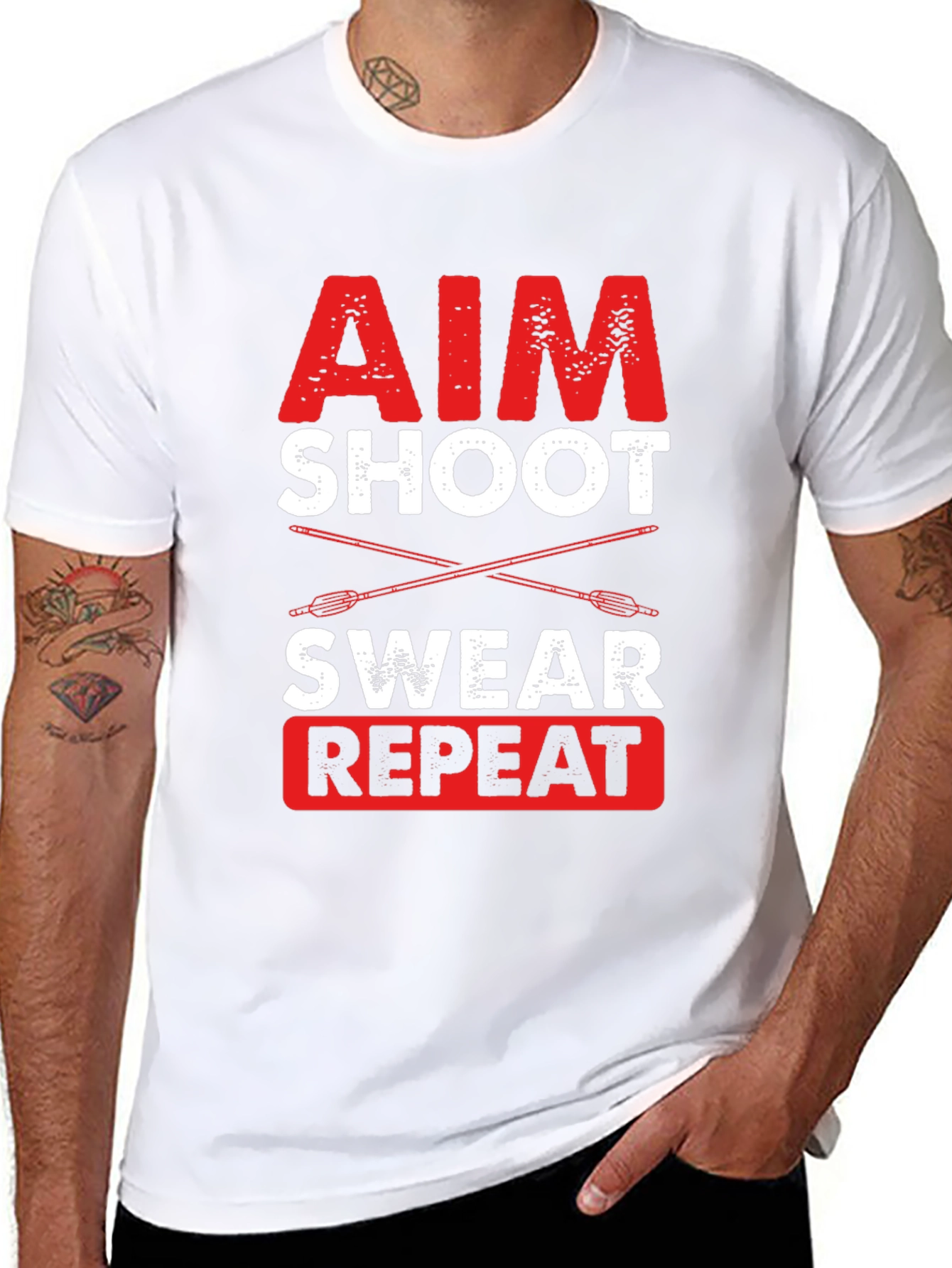 Aim Shoot Swear Repeat Archery T-Shirt