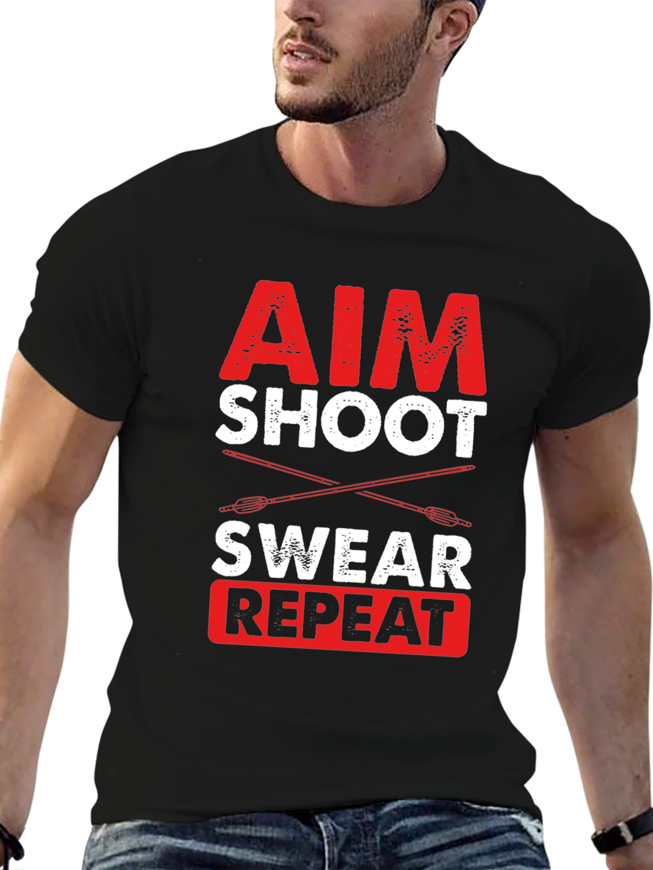 Aim Shoot Swear Repeat Archery T-Shirt