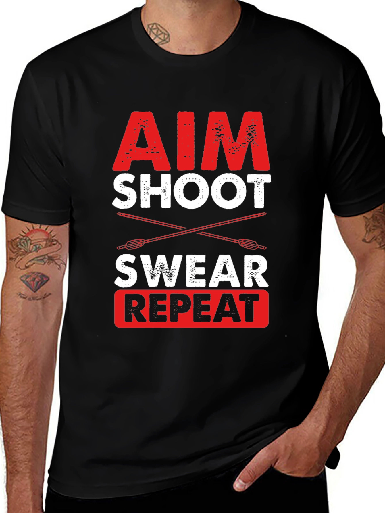 Aim Shoot Swear Repeat Archery T-Shirt