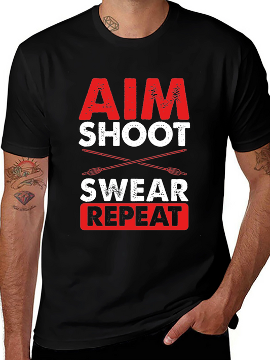 Aim Shoot Swear Repeat Archery T-Shirt