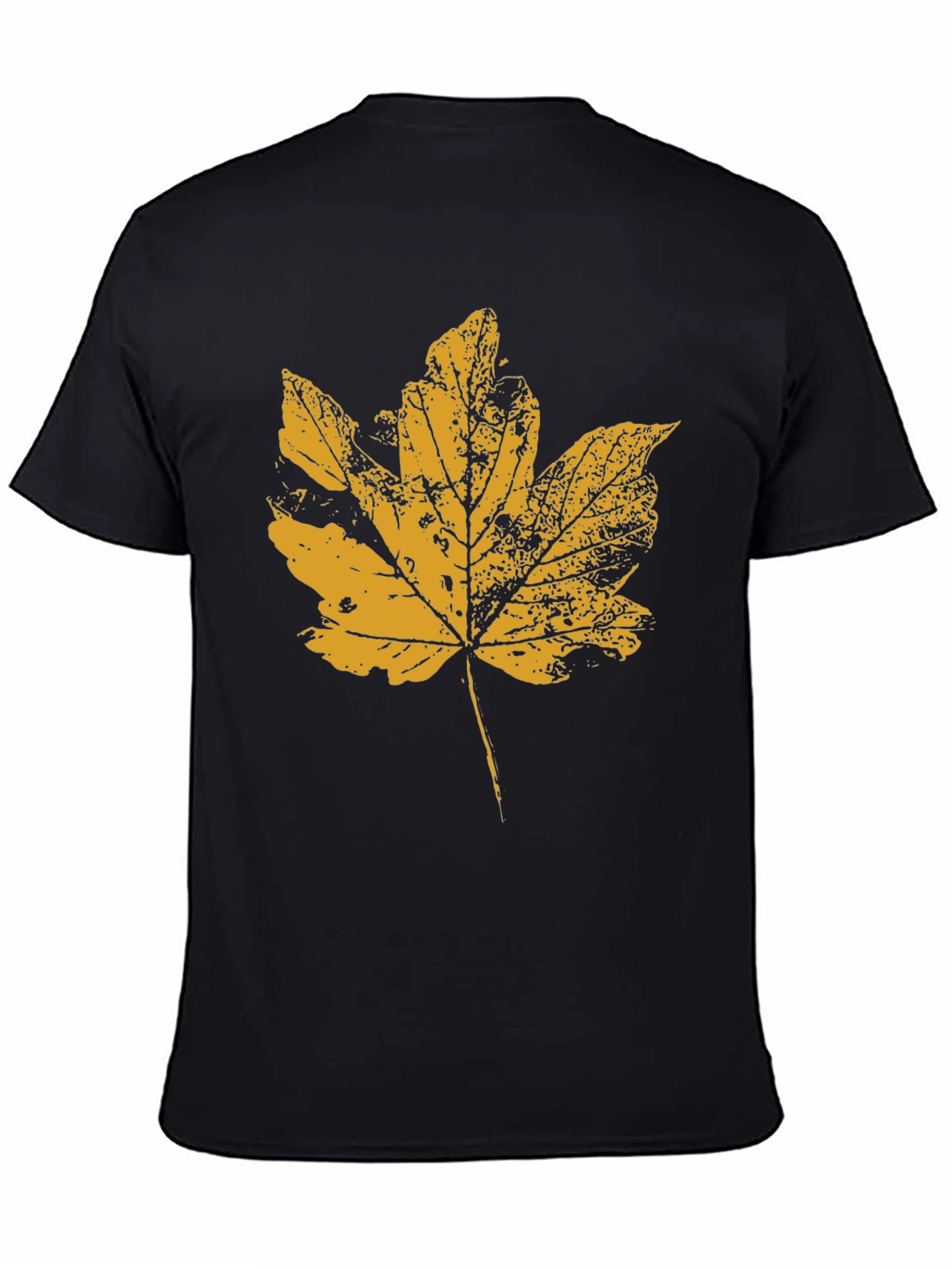 Autumn Leaf Graphic T-Shirt - Black Casual Tee