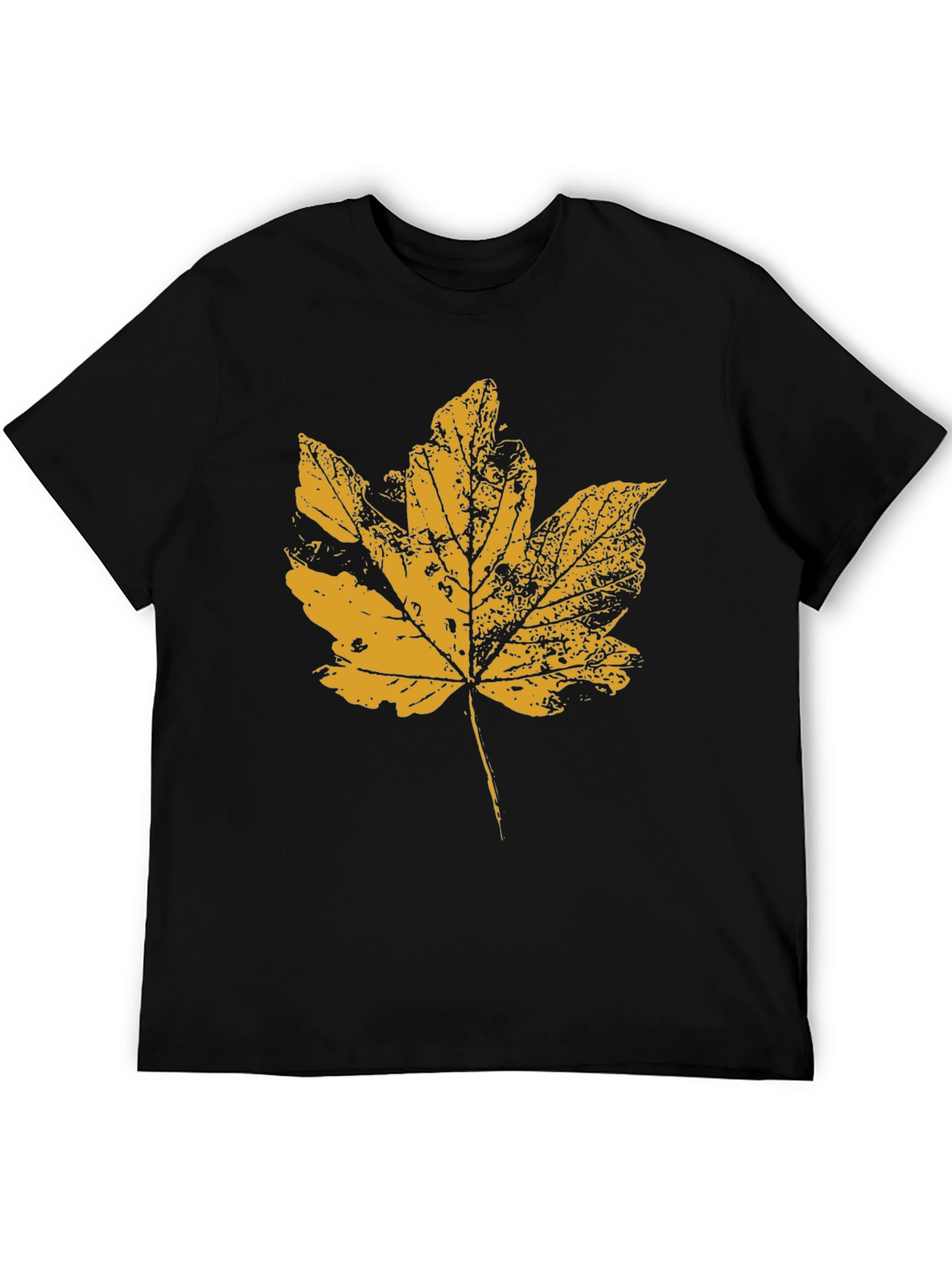 Autumn Leaf Graphic T-Shirt - Black Casual Tee