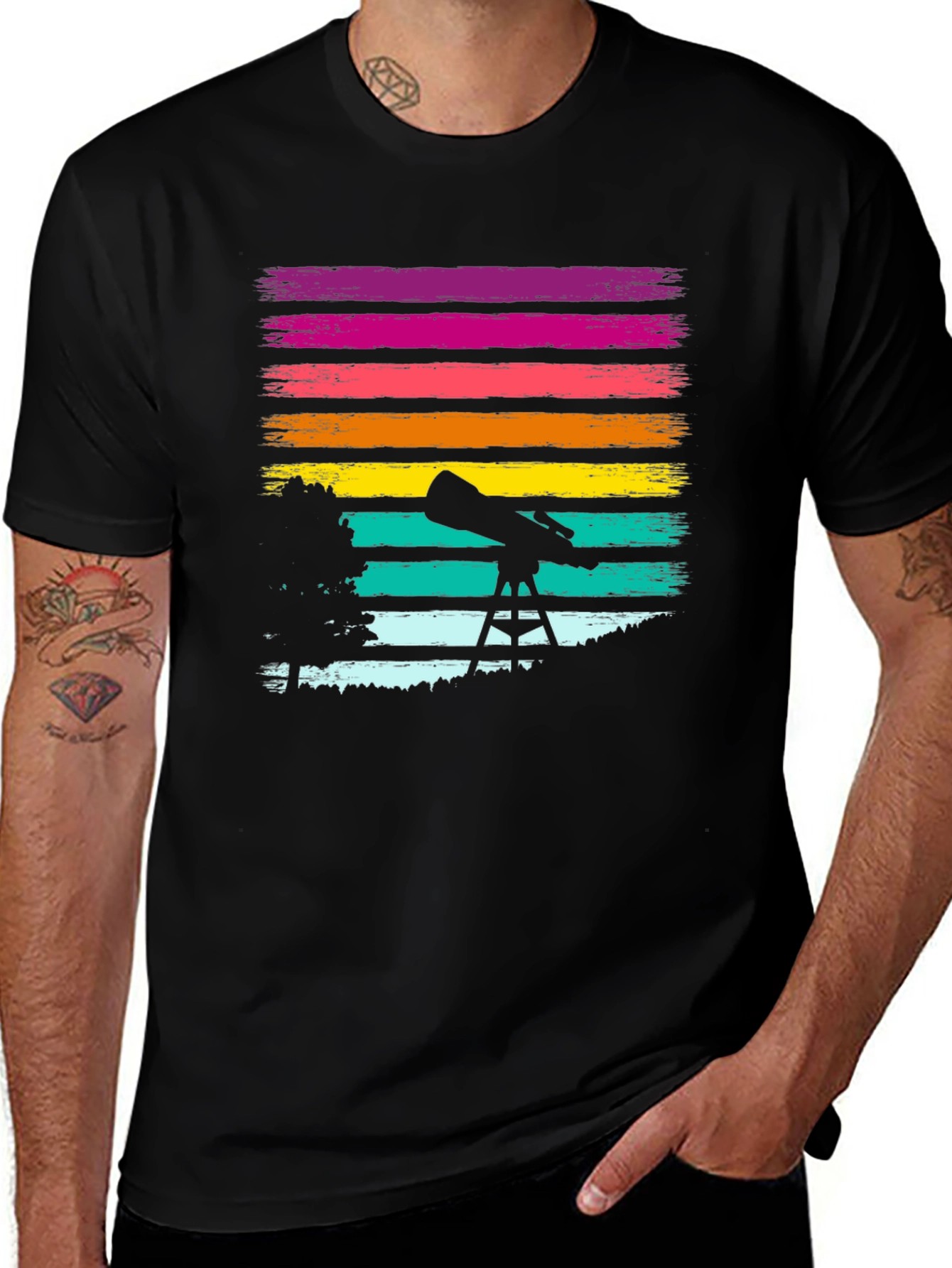 Telescope Graphic T-Shirt - Black