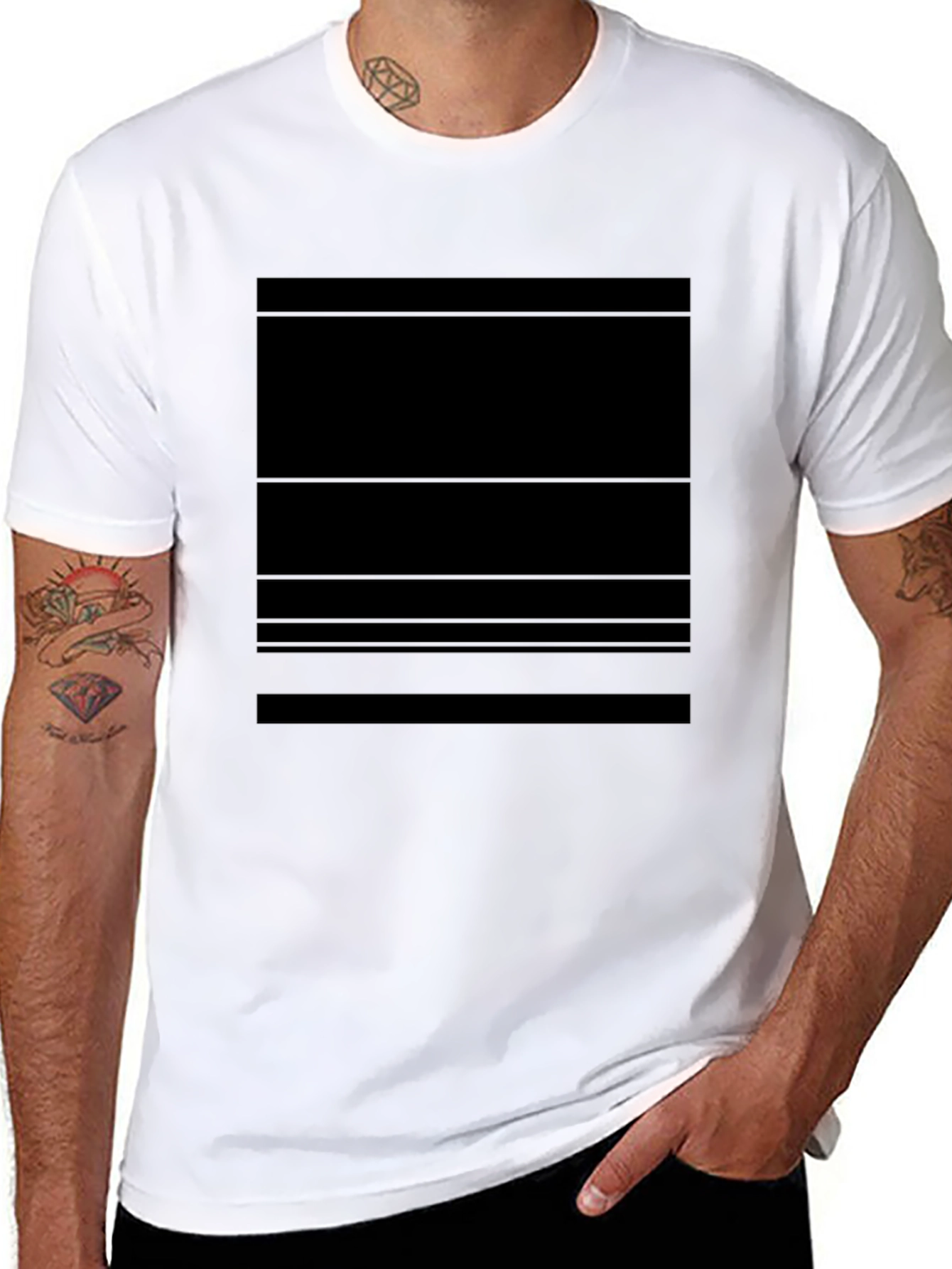 Striped Design Black T-Shirt