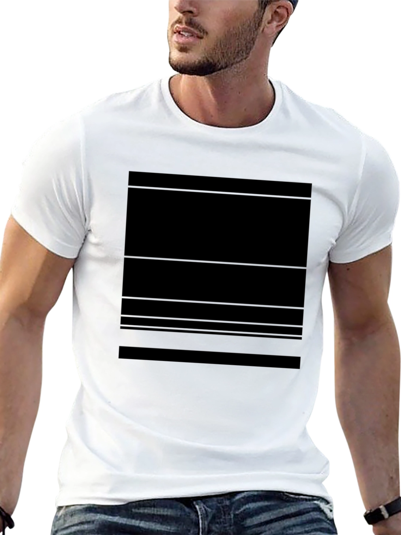 Striped Design Black T-Shirt